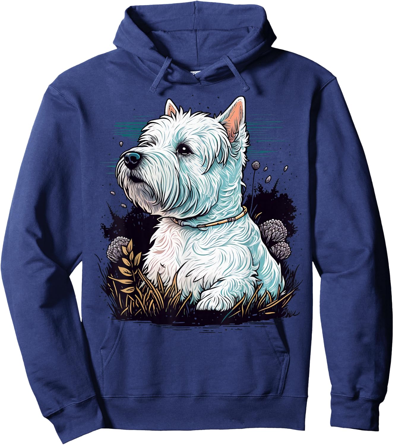 Cute West Highland White Terrier Dog on Westie Lover Hoodie - Hoodie | Navy