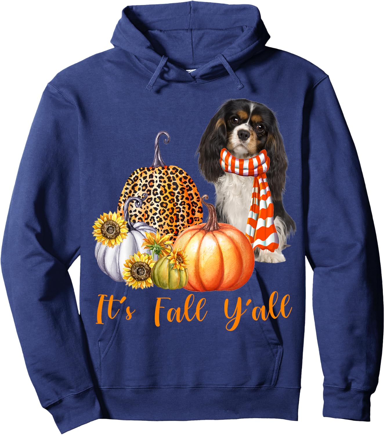 It's Fall Y'all Cavalier King Charles Spaniel Pumpkin Fall Hoodie - Hoodie | Navy