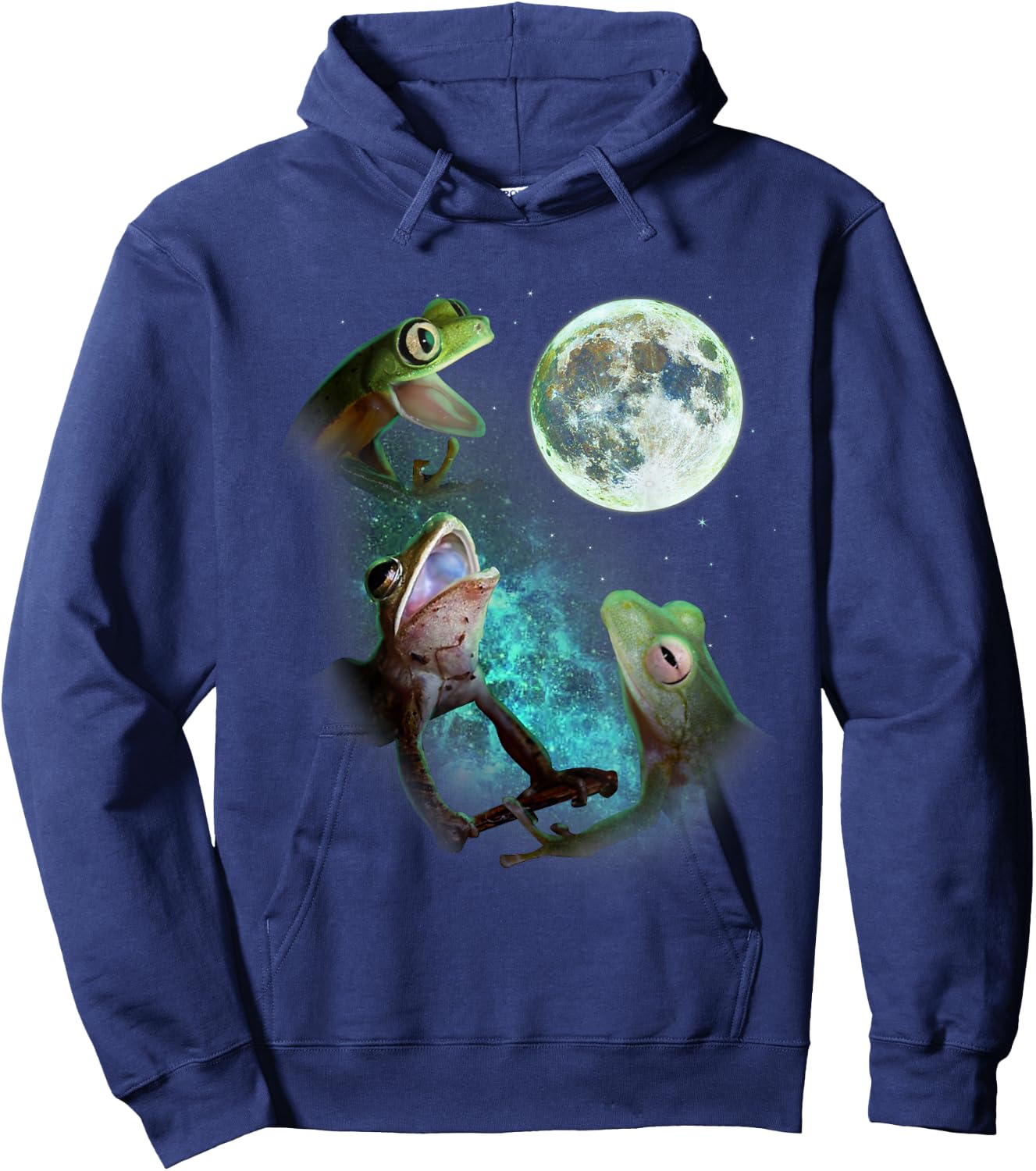 Three Tree Frogs Howl At Moon 3 Wolfs Wolves Funny Parody Hoodie - Hoodie | Navy