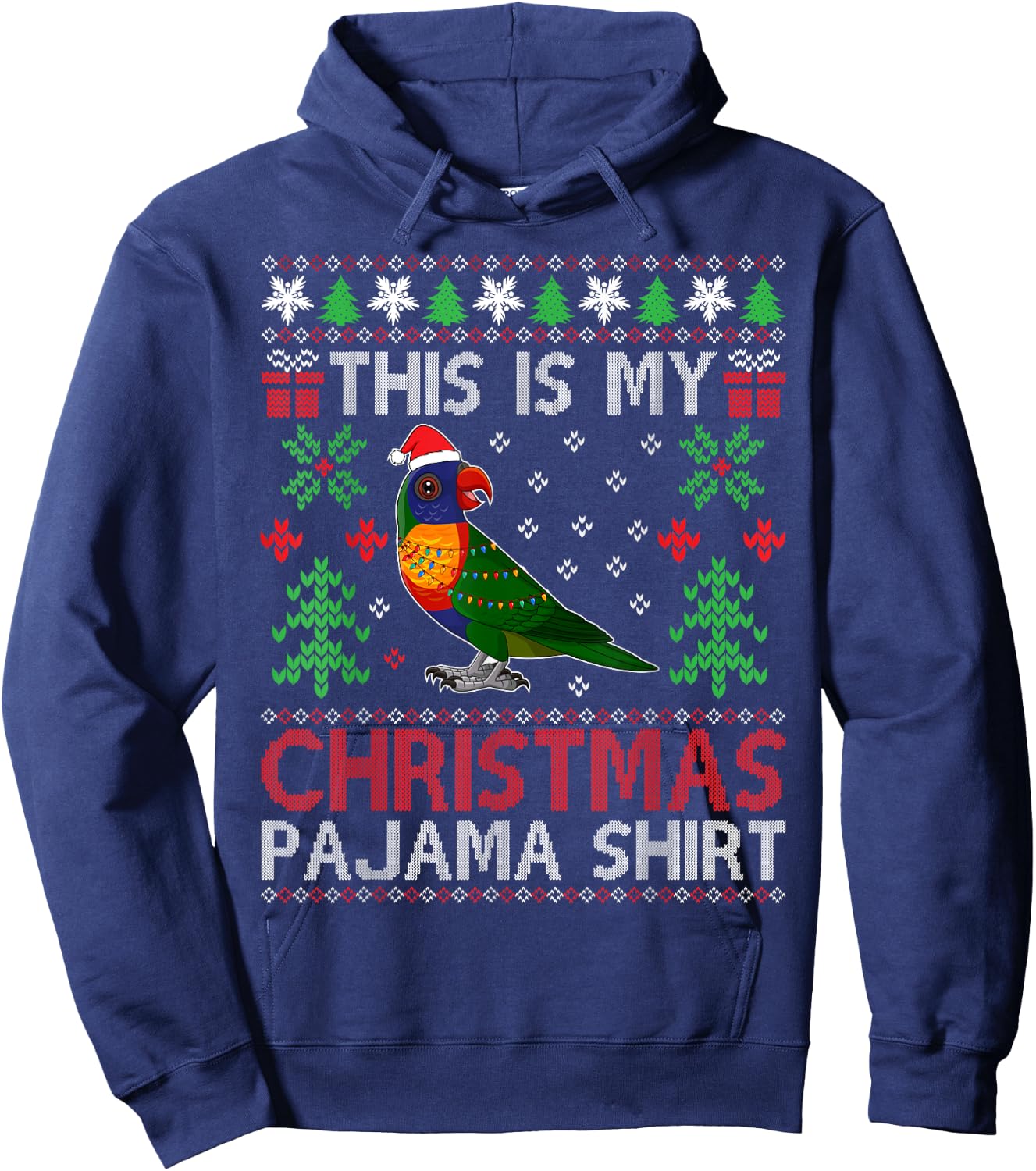 This Is My Christmas Pajama Costume Rainbow Lorikeets Xmas Hoodie - Hoodie | Navy