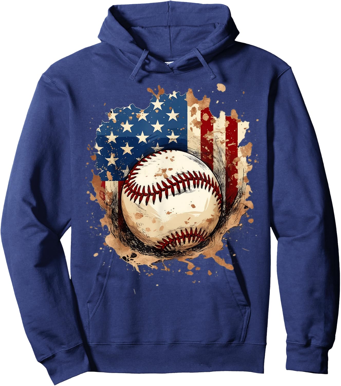 Patriotic Baseball 4th of July Men USA American Flag Boys Hoodie - Hoodie | Navy