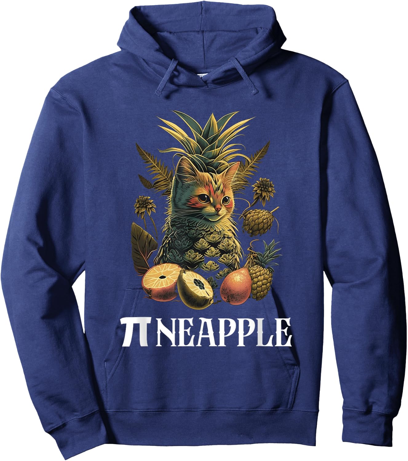 Funny Pi Day Math Science Cat Pineapple Hoodie - Hoodie | Navy