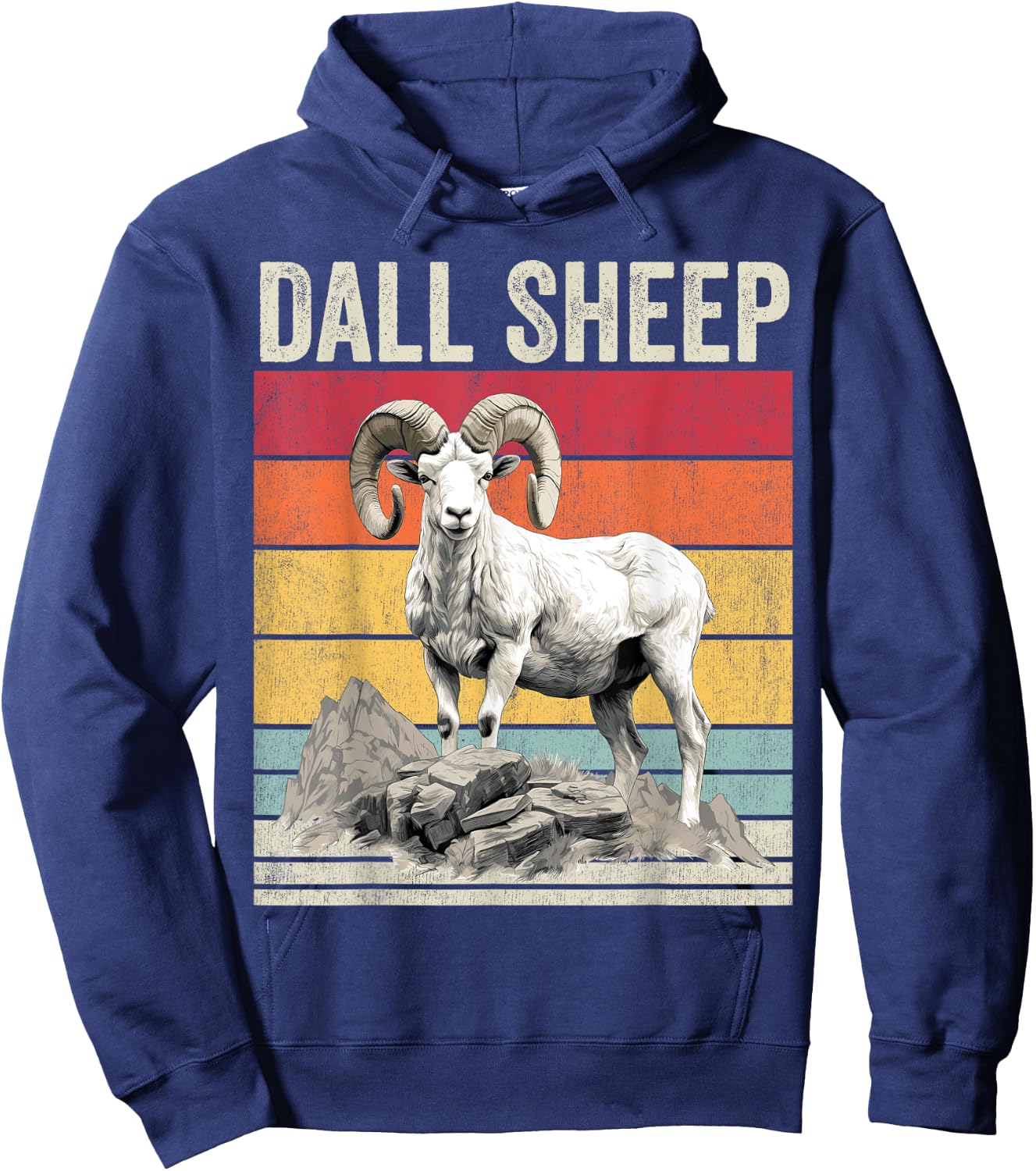 Dall Sheep with Scenic Landscape, Vintage Dall Sheep Hoodie - Hoodie | Navy