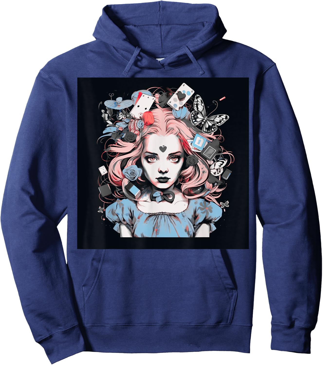 Alice T Wonderland Pop Surrealism Fiction Clothing Punk T Hoodie - Hoodie | Navy