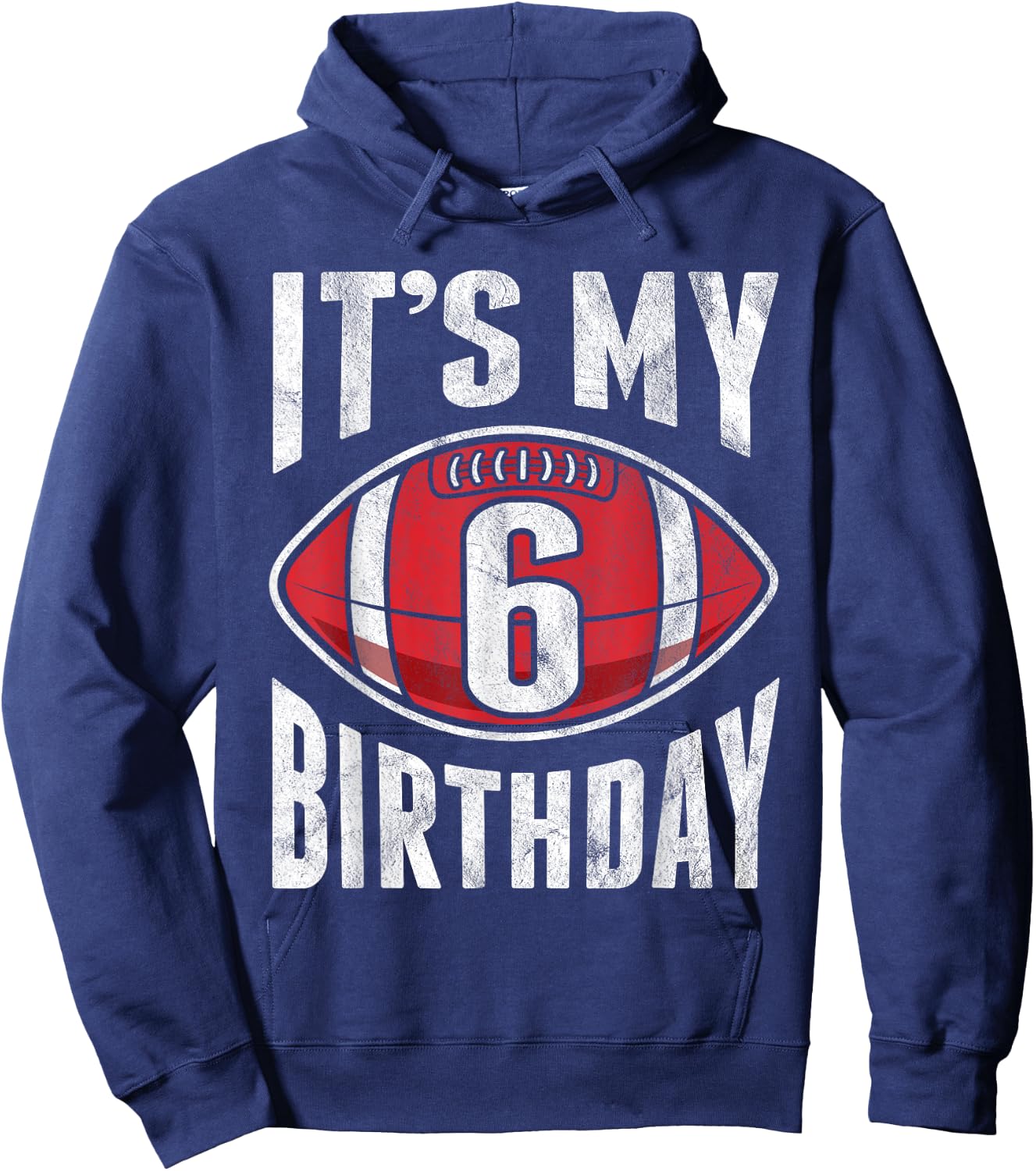 6 Years Old American Football 6th Birthday Boy Retro Style Hoodie - Hoodie | Navy