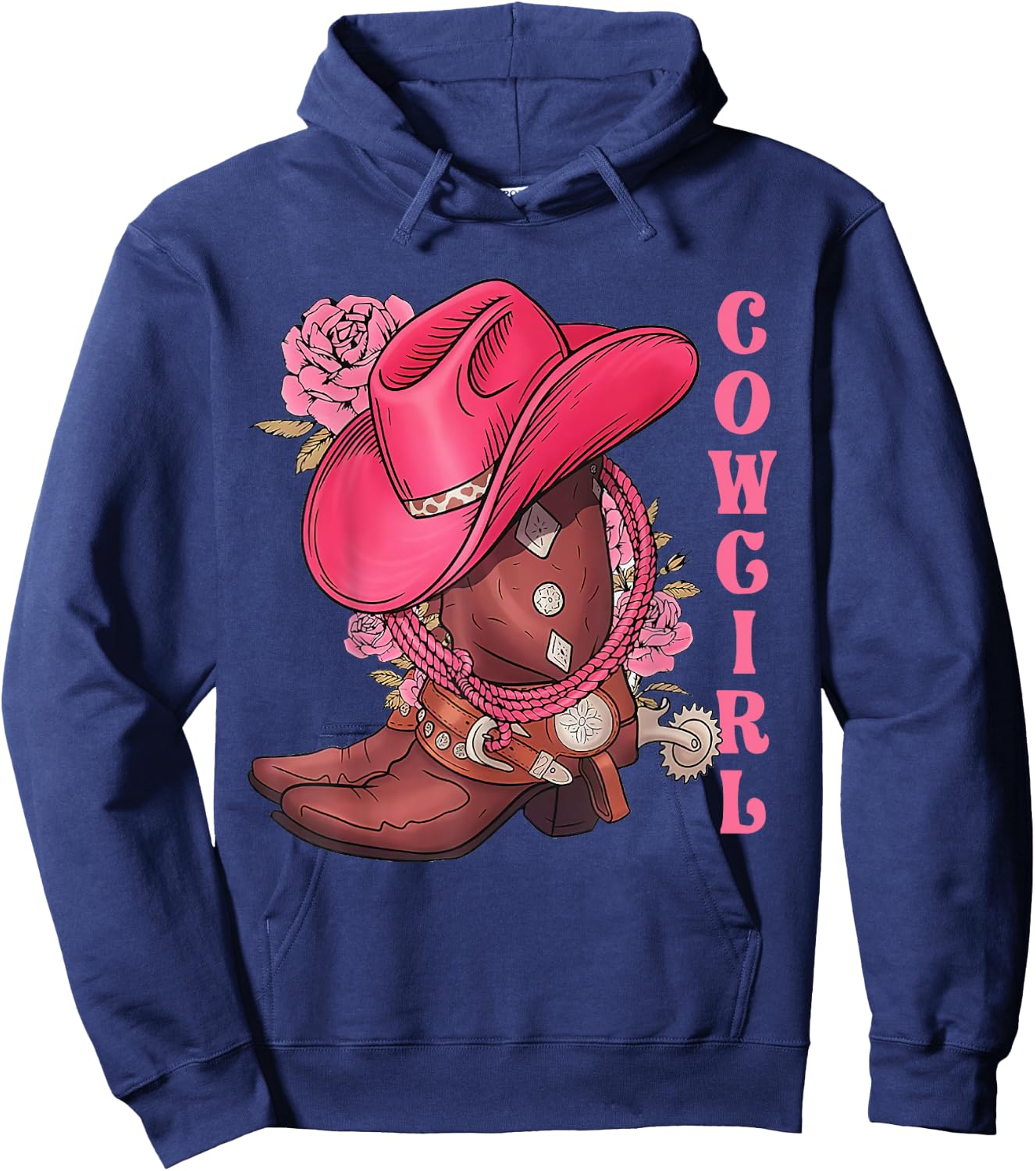 Cowgirl Hat Boots Western Country Southern Rodeo Texas Cute Hoodie - Hoodie | Navy