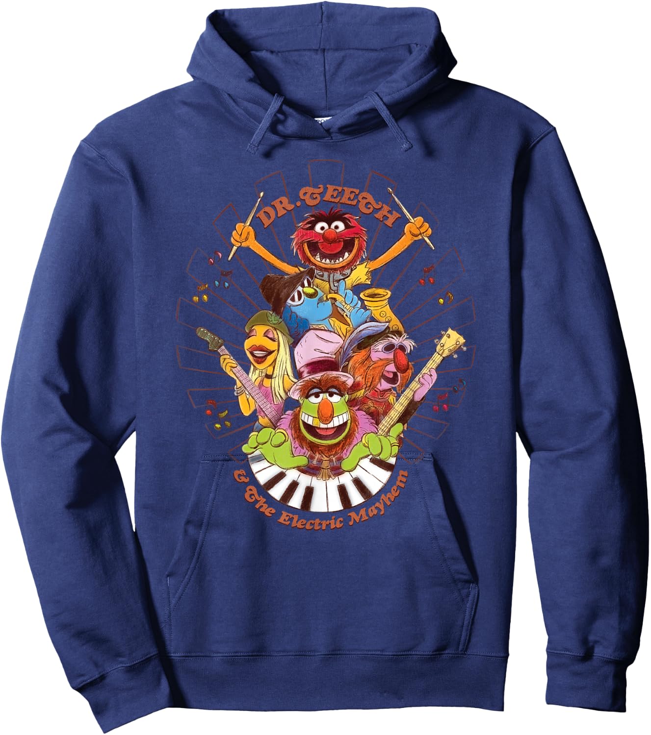 Disney The Muppets Dr Teeth & Electric Mayhem Keyboard Band Hoodie - Hoodie | Navy