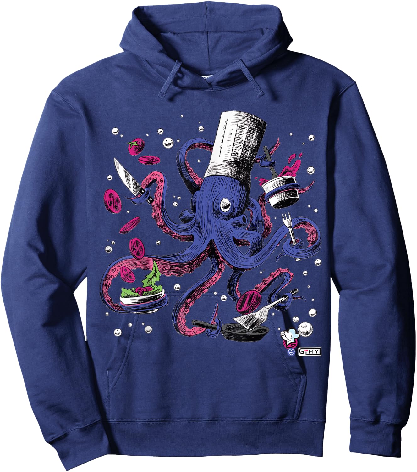 Funny Octopus Kitchen Chef Humor Hoodie - Hoodie | Navy