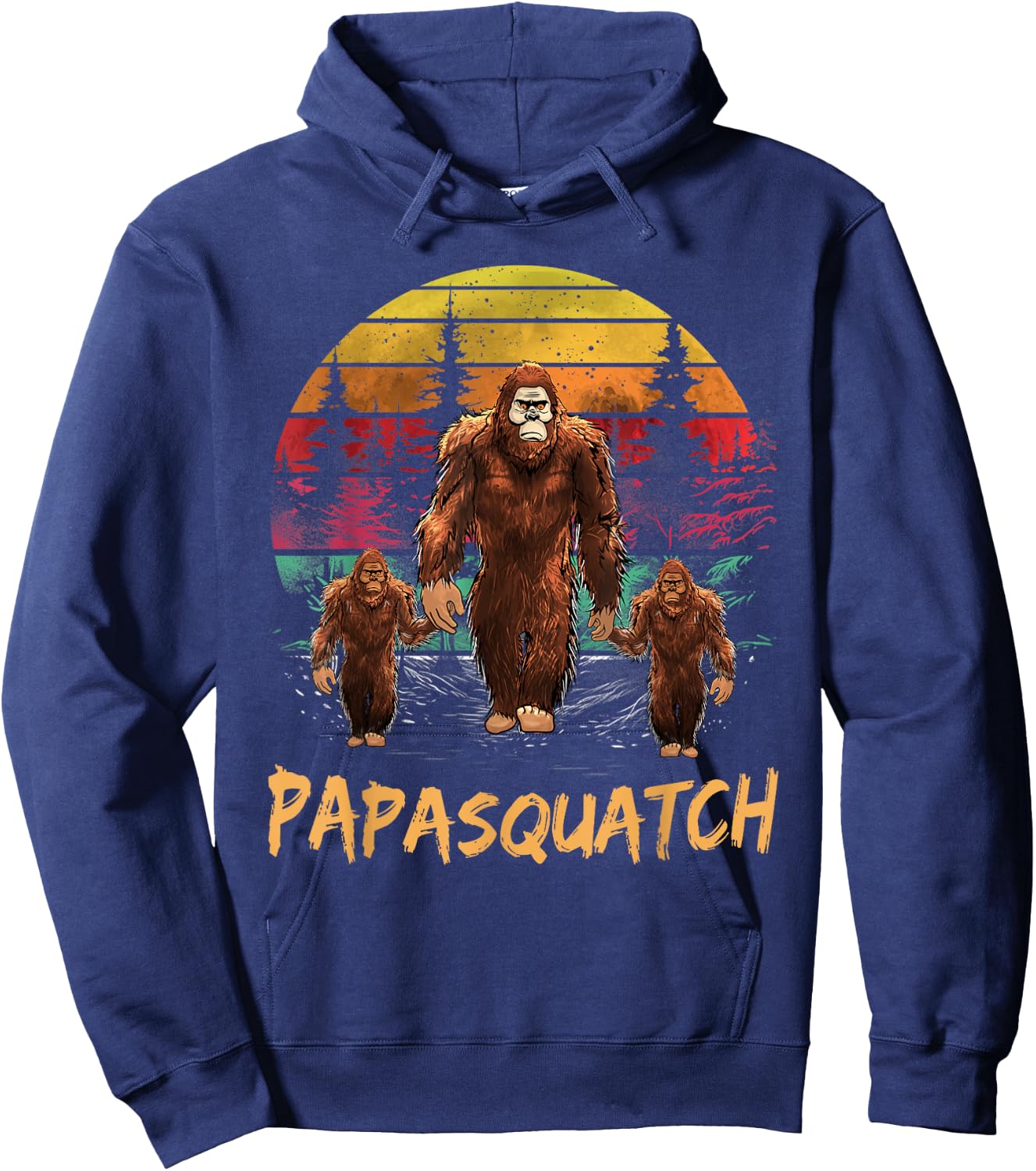 Papa Squatch Retro Bigfoot Dad Sasquatch Yeti Fathers day Hoodie - Hoodie | Navy