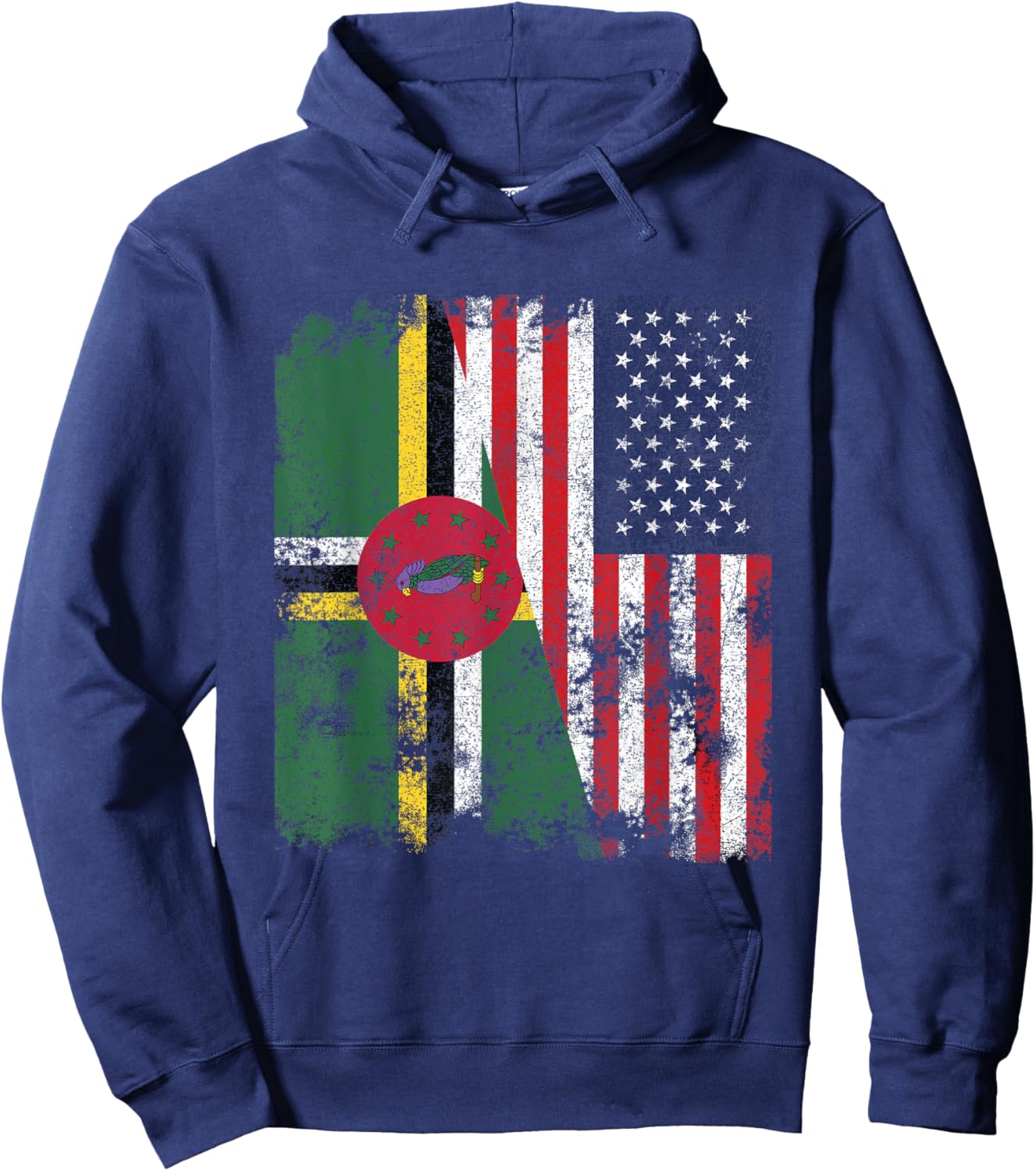 Dominica USA Flag Distressed - Half American Kids Men Hoodie - Hoodie | Navy