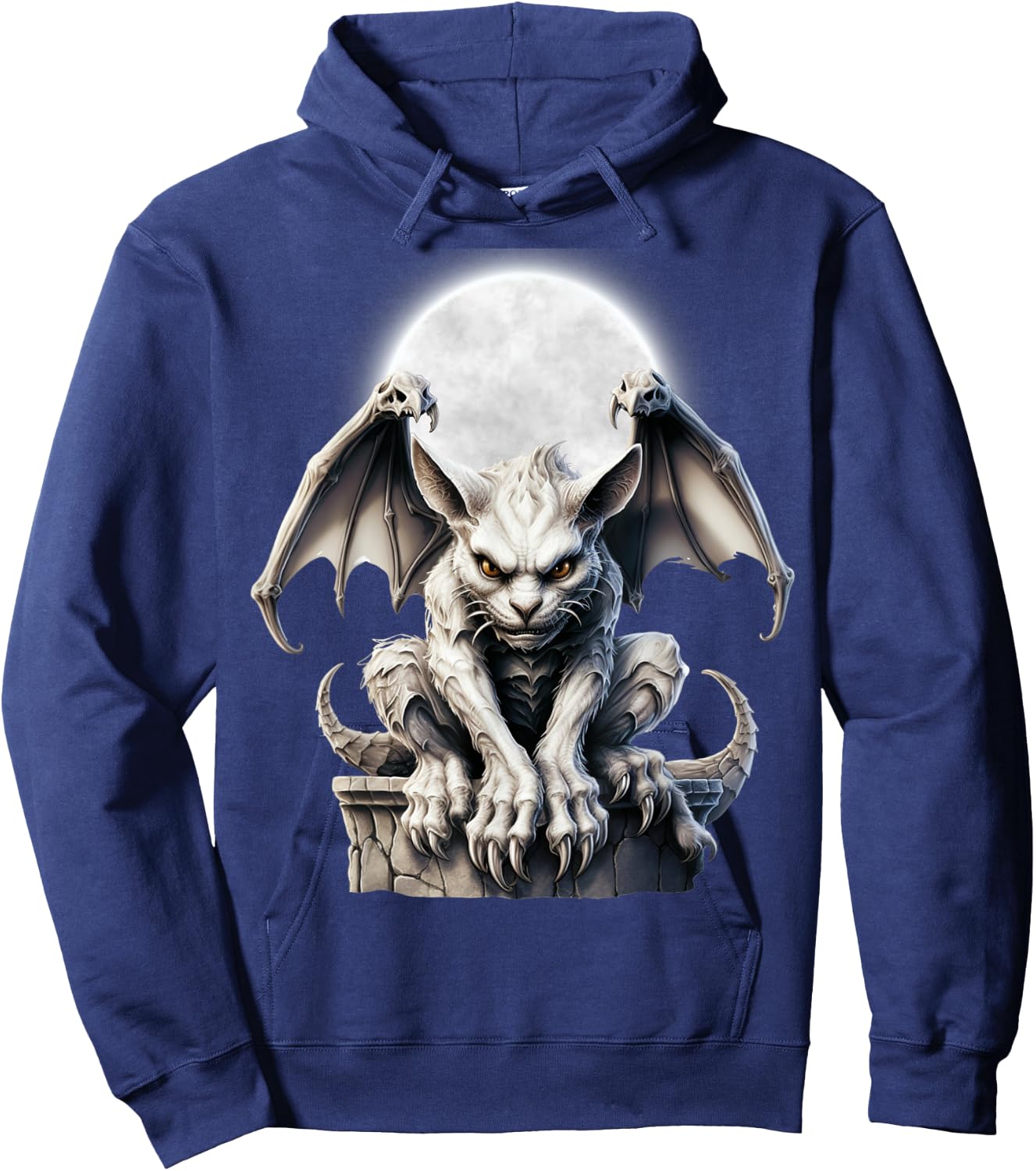 Halloween Gothic Winged Gargoyle Goth Fantasy Moon Hoodie - Hoodie | Navy