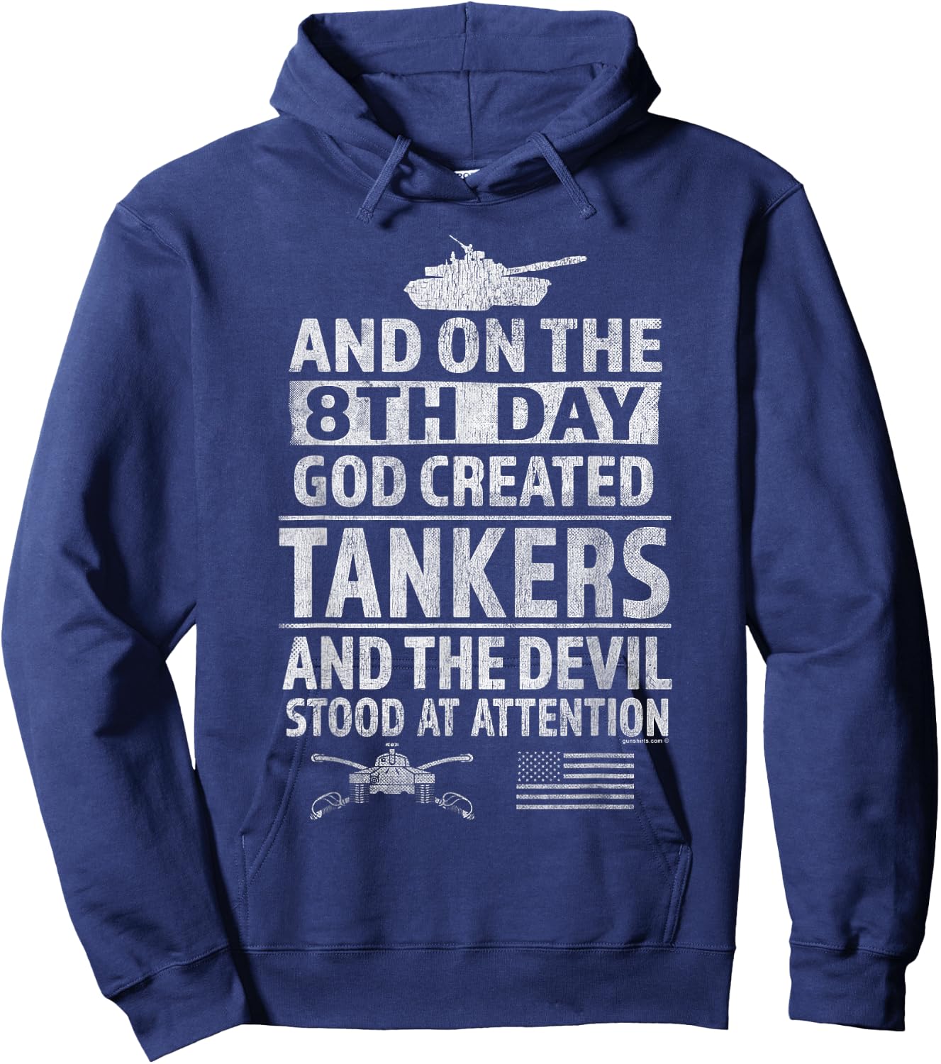 Armor - 8th Day God Created Tankers, Devil stood at ... Hoodie - Hoodie | Navy