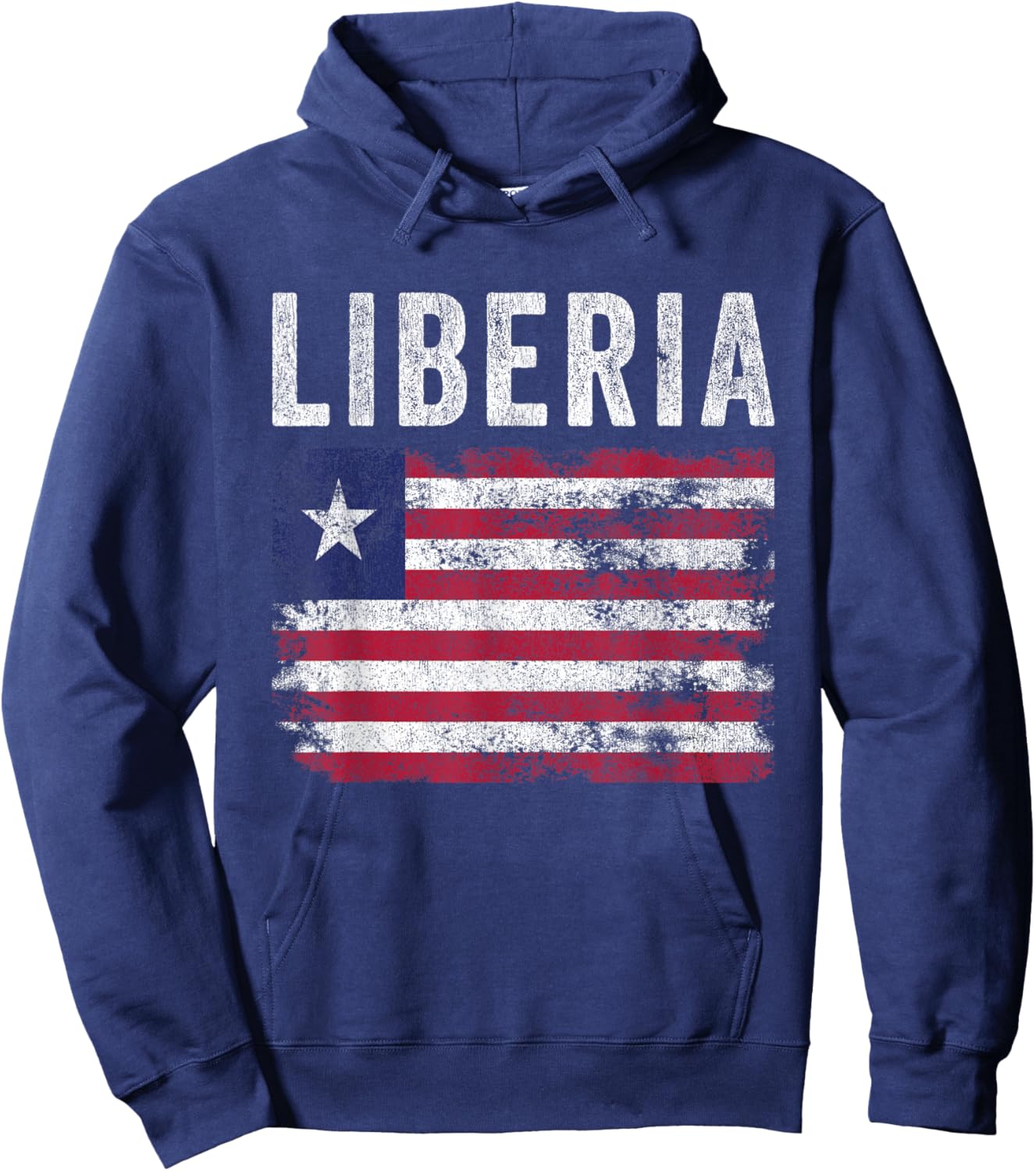 Liberia Flag Distressed - Men Women Kids - Liberian Flag Hoodie - Hoodie | Navy
