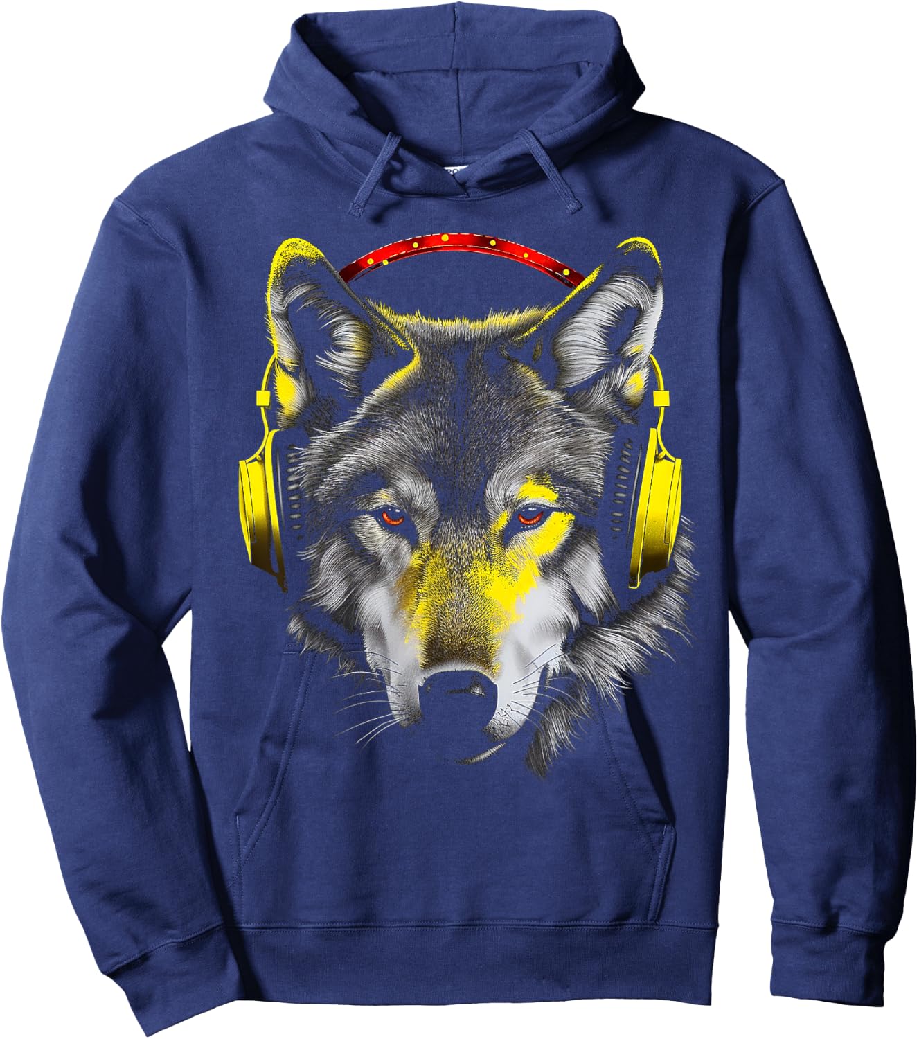 Wolf Headphones Artwork | Animal Music Wolf Hoodie - Hoodie | Navy