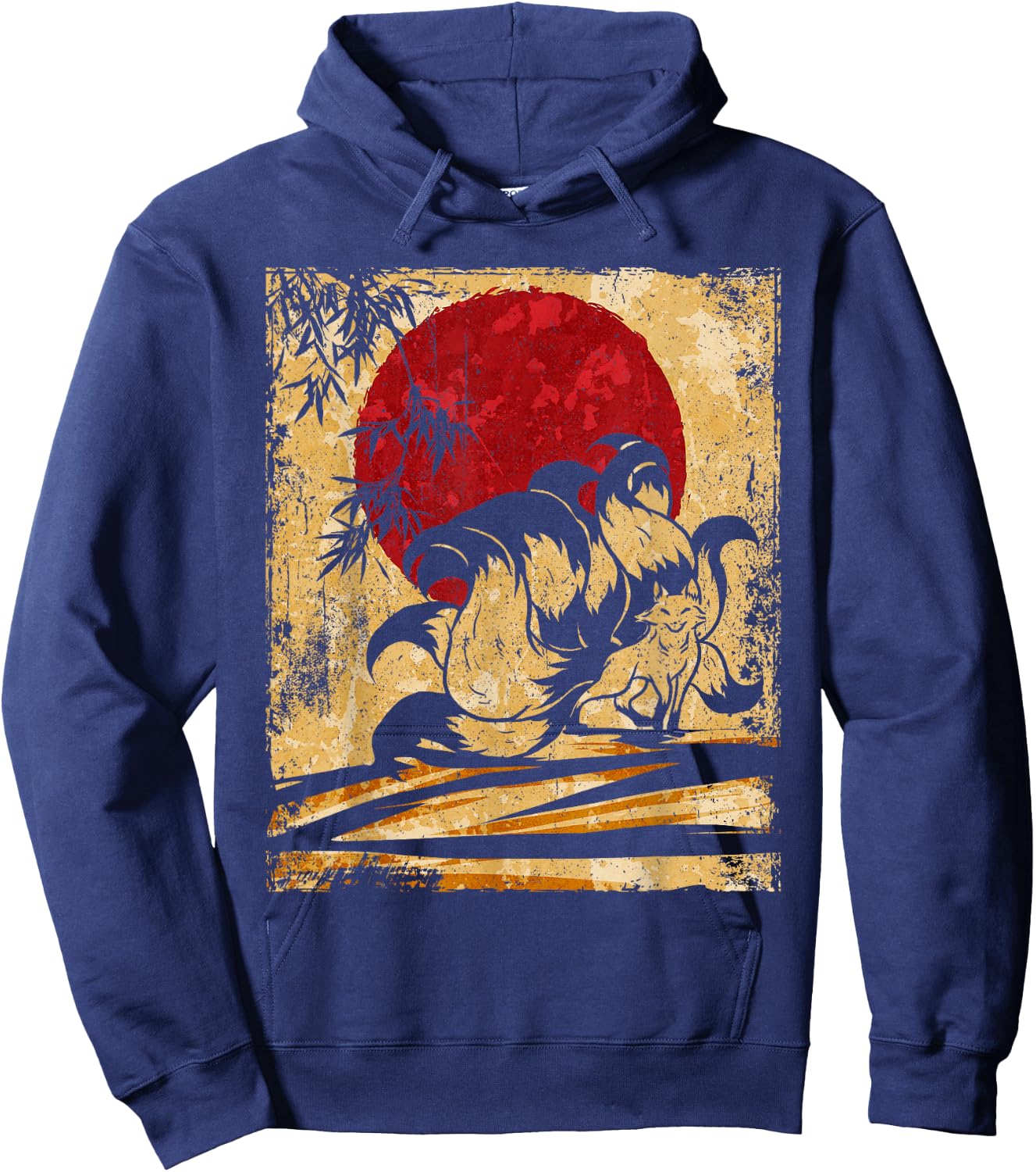 Nine-tailed fox Japanese retro art Hoodie - Hoodie | Navy