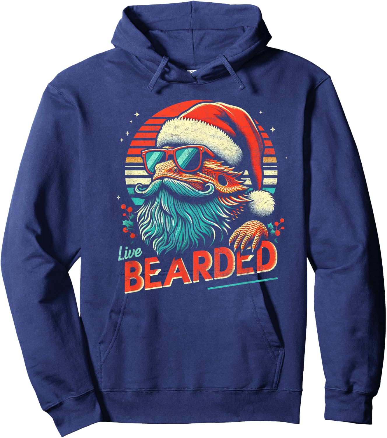 Bearded Dragon Sunglasses Live Bearded Funny Christmas Hoodie - Hoodie | Navy