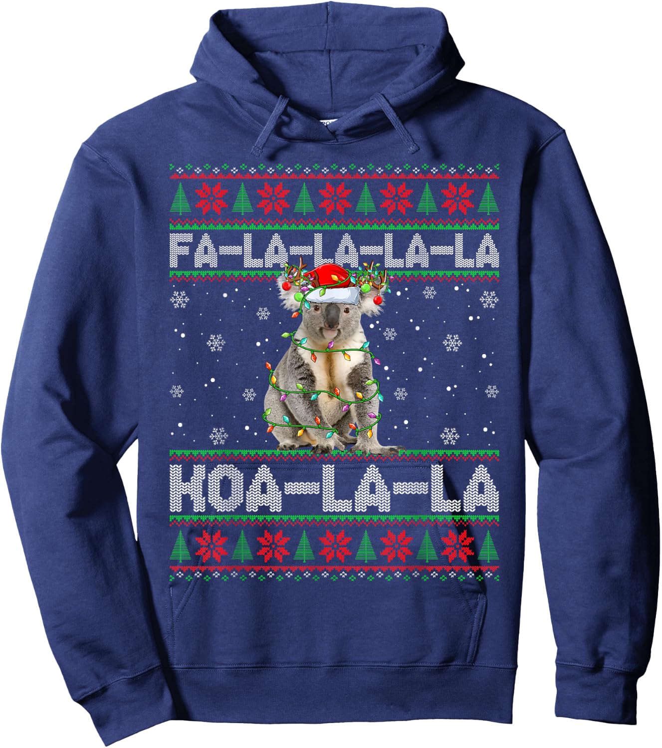 Fa La La Koa La La Koala Xmas Ugly Santa Koala Christmas Hoodie - Hoodie | Navy