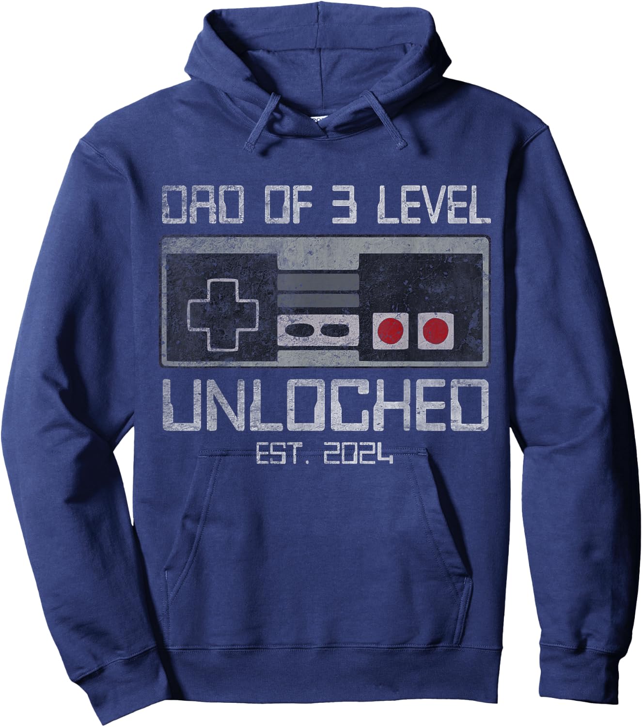 Leveled Up To Dad of 3 3rd Third Time Dad Father Of 3 Kids Hoodie - Hoodie | Navy