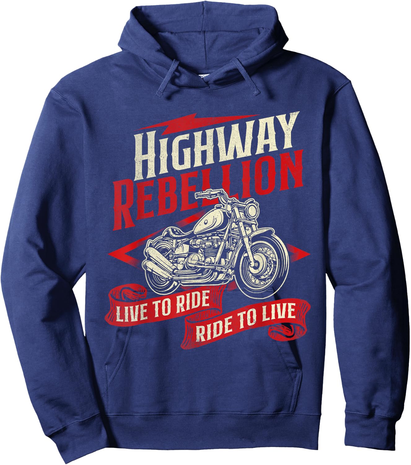 Highway Rebellion - Racing Motorcycling Rider Biker Riding Hoodie - Hoodie | Navy