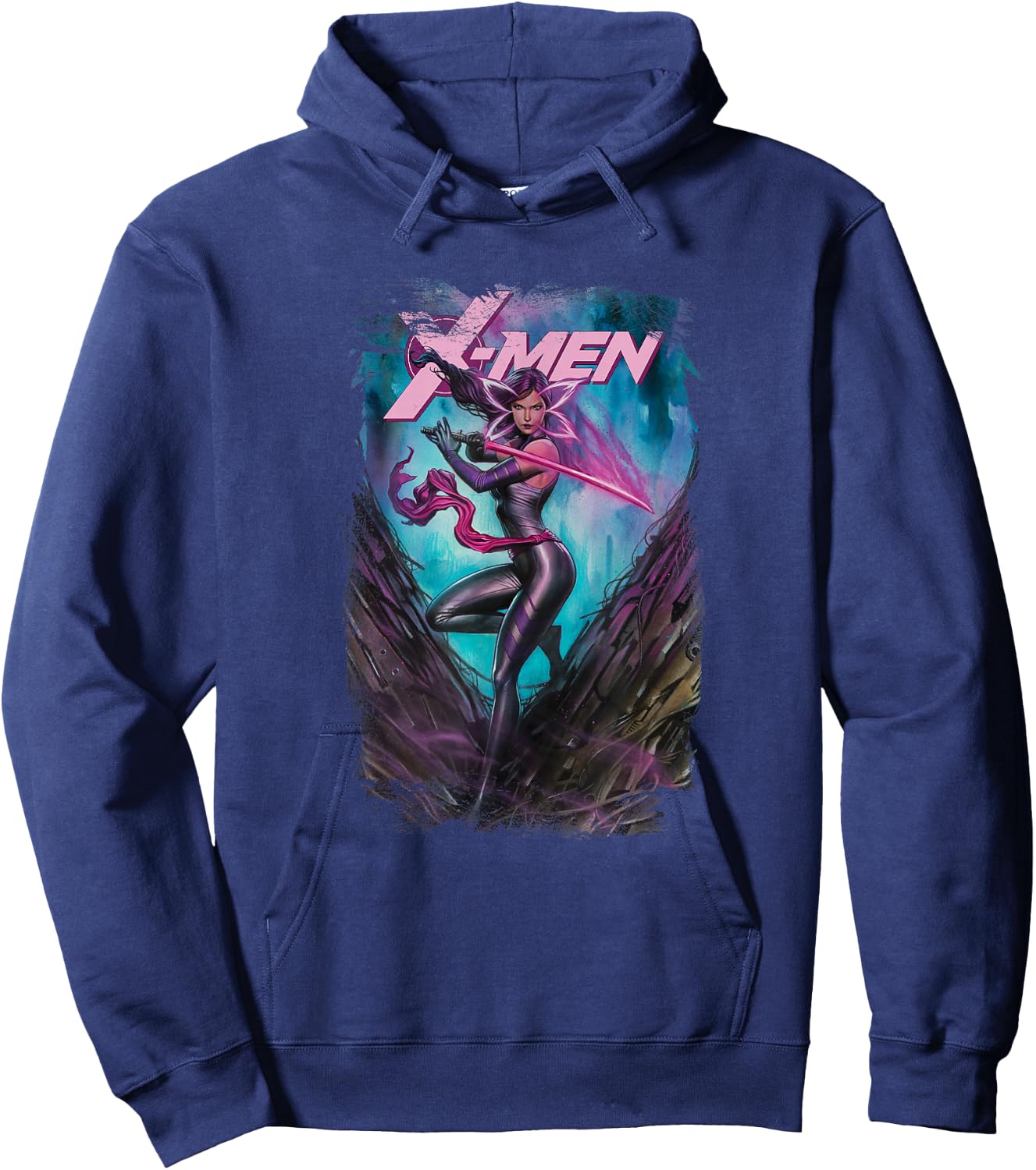 Marvel X-Men Psylocke Wielding Sword Vintage Poster Hoodie - Hoodie | Navy