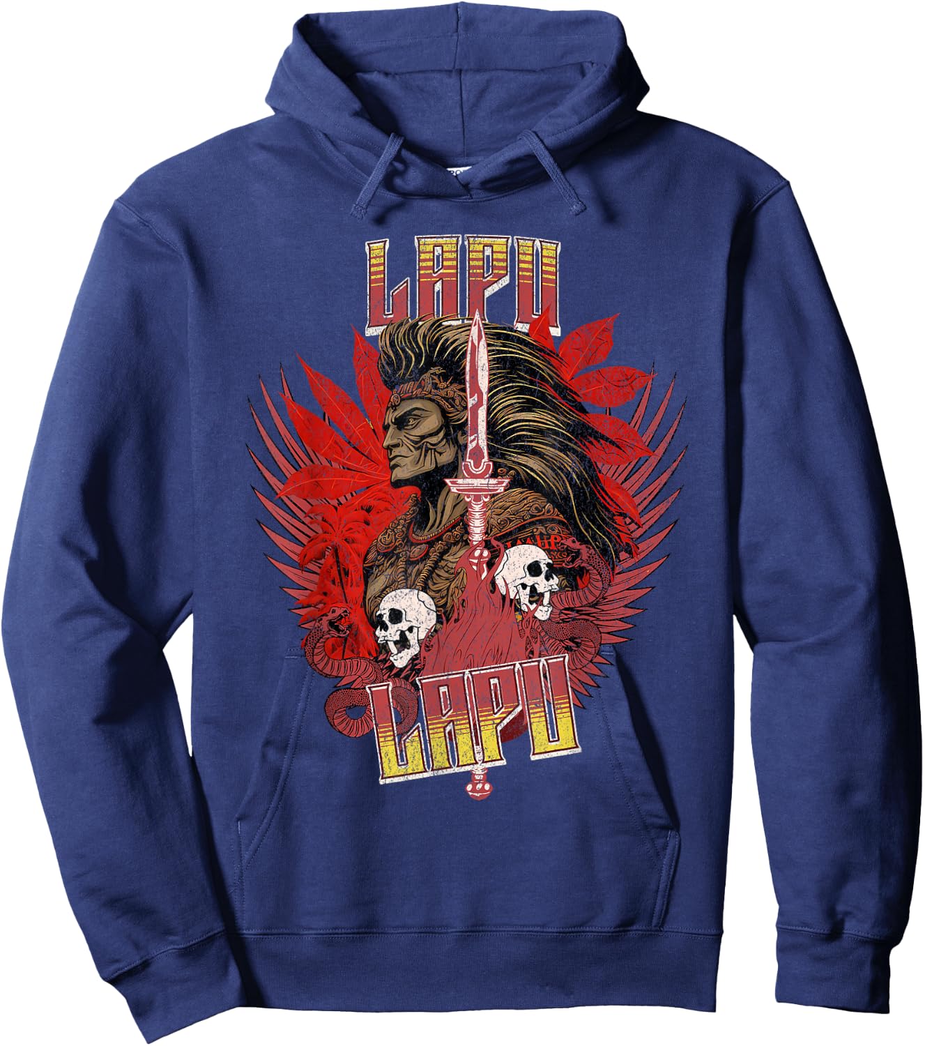 Lapulapu, Lapu Lapu Ancient Filipino Warrior Graphic Art Hoodie - Hoodie | Navy