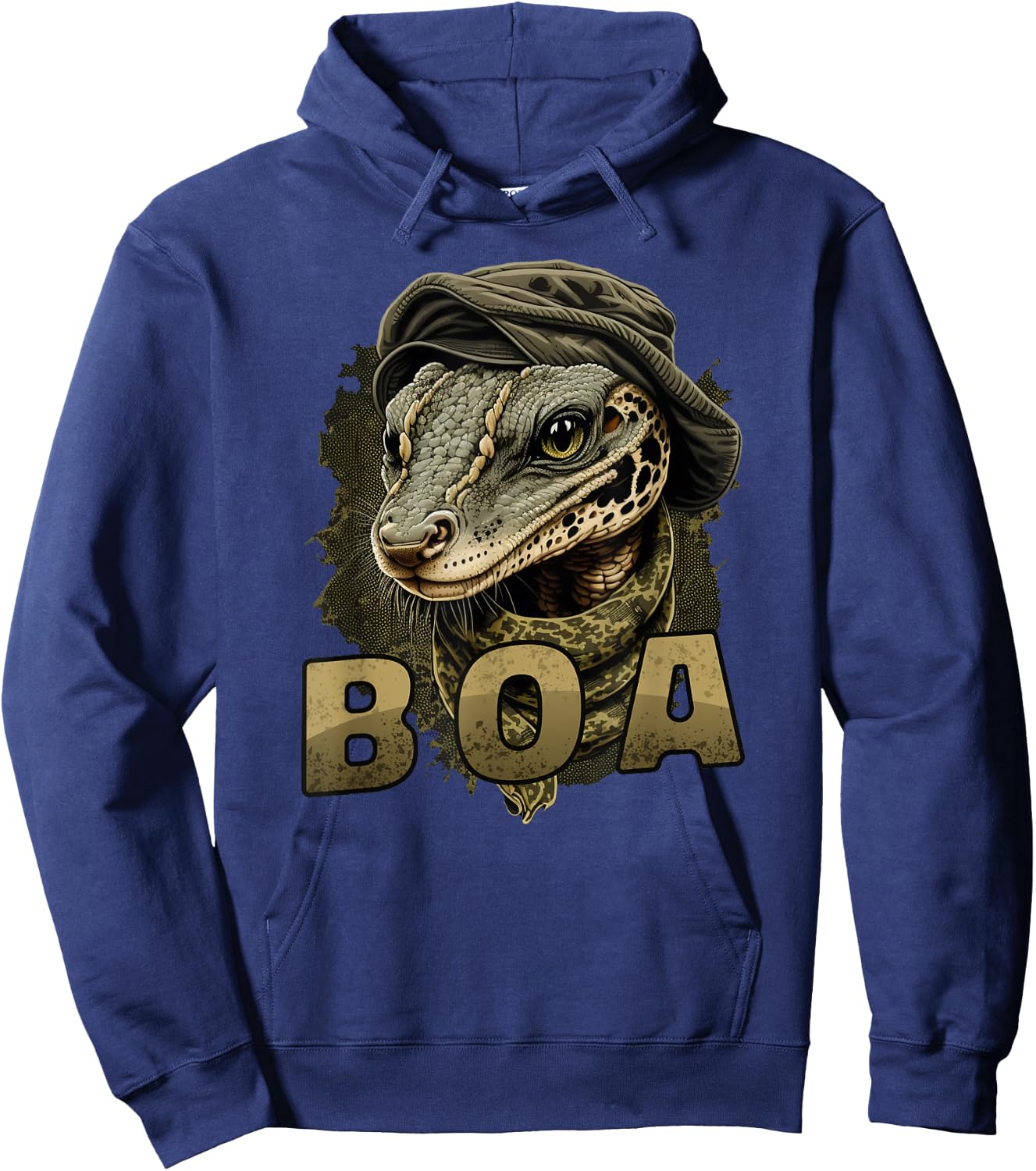 Boa Constrictor Snake in Hat and Scarf Funny Graphic Print Hoodie - Hoodie | Navy