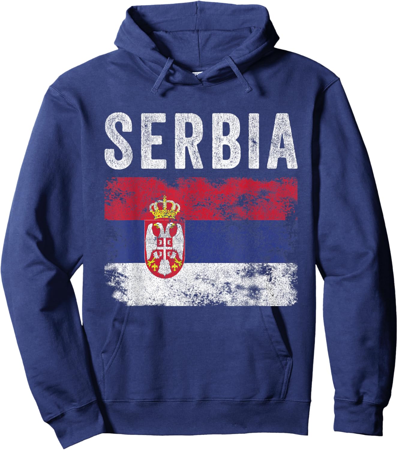 Serbia Flag Distressed - Men Women Kids - Serbian Flag Hoodie - Hoodie | Navy