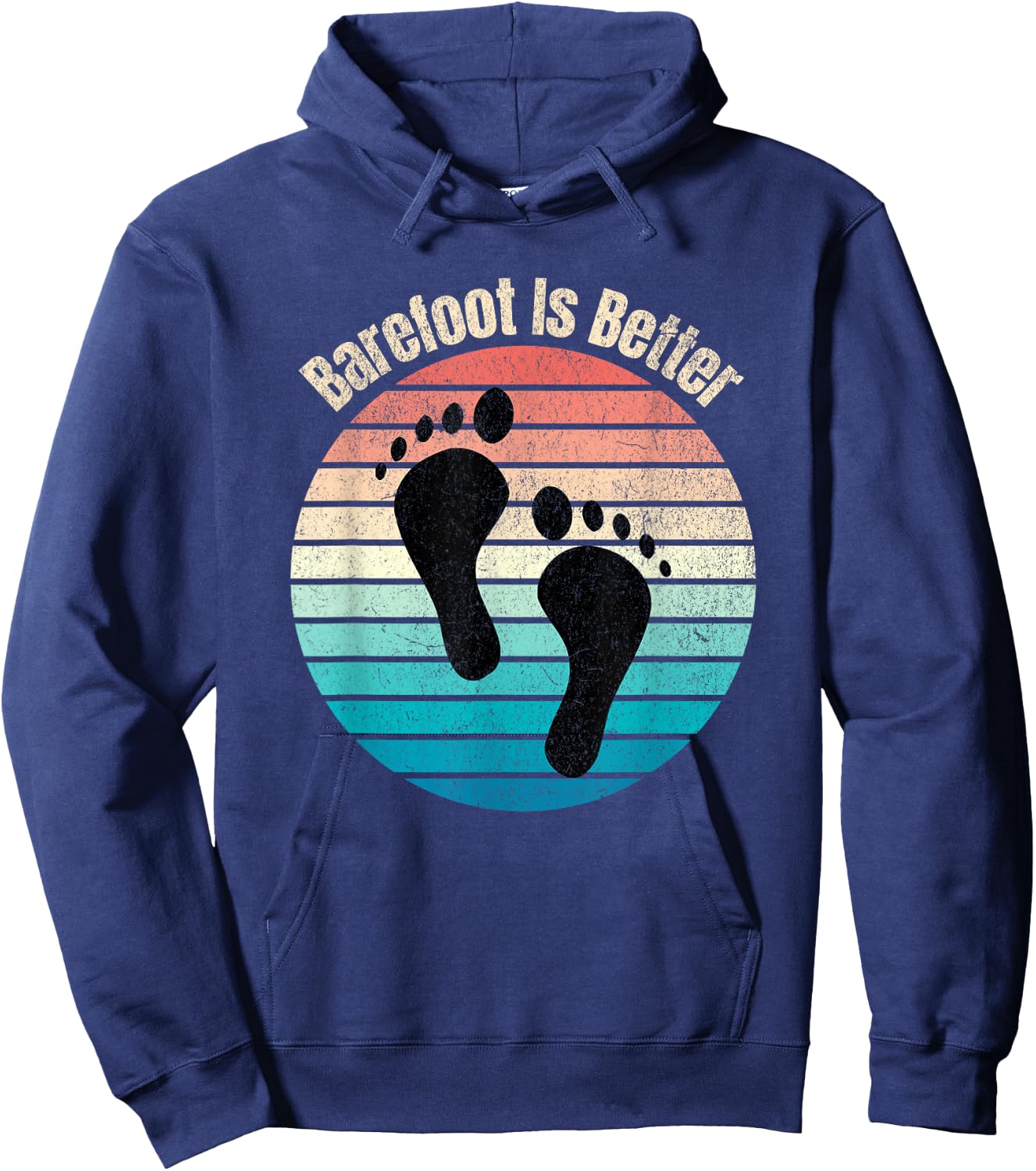 Barefoot Is Better Sunset Earthing Hoodie - Hoodie | Navy