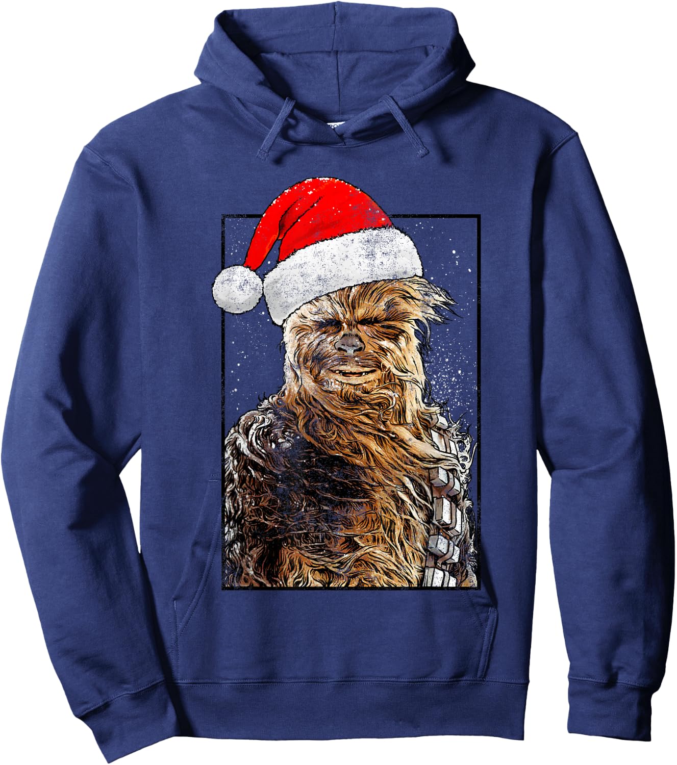 Star Wars Christmas Santa Chewbacca Windswept Movie Panel Hoodie - Hoodie | Navy