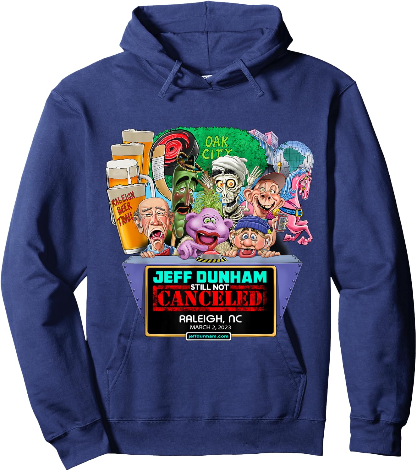 Jeff Dunham Raleigh, NC (2023) Hoodie - Hoodie | Navy