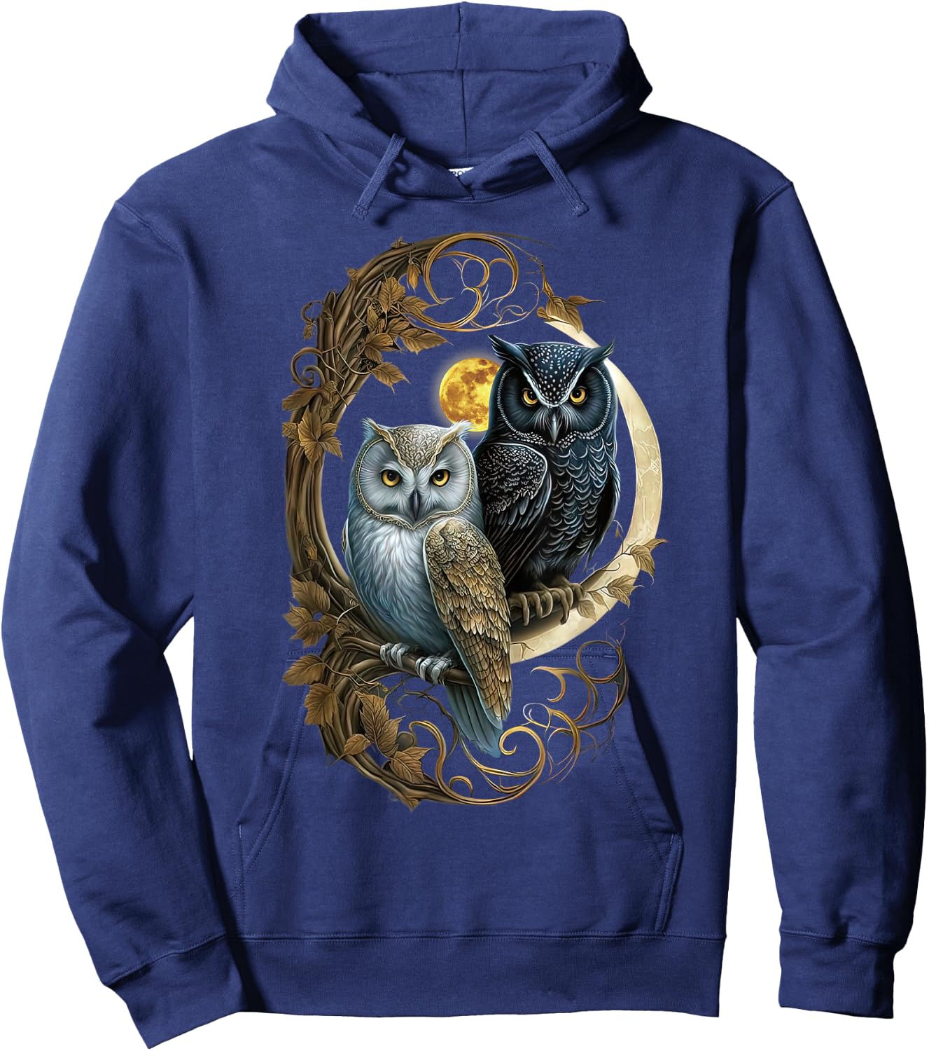 Moon Owl Birds Owl Gifts Graphic Women Boys Girls Hoodie - Hoodie | Navy