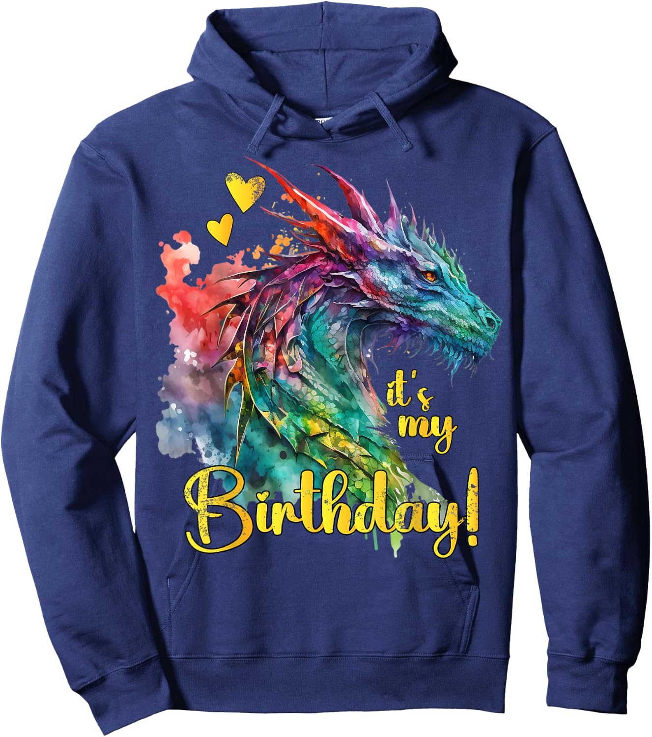 It's my Birthday Dragon Themed - Dragons Lover Watercolor Hoodie - Hoodie | Navy
