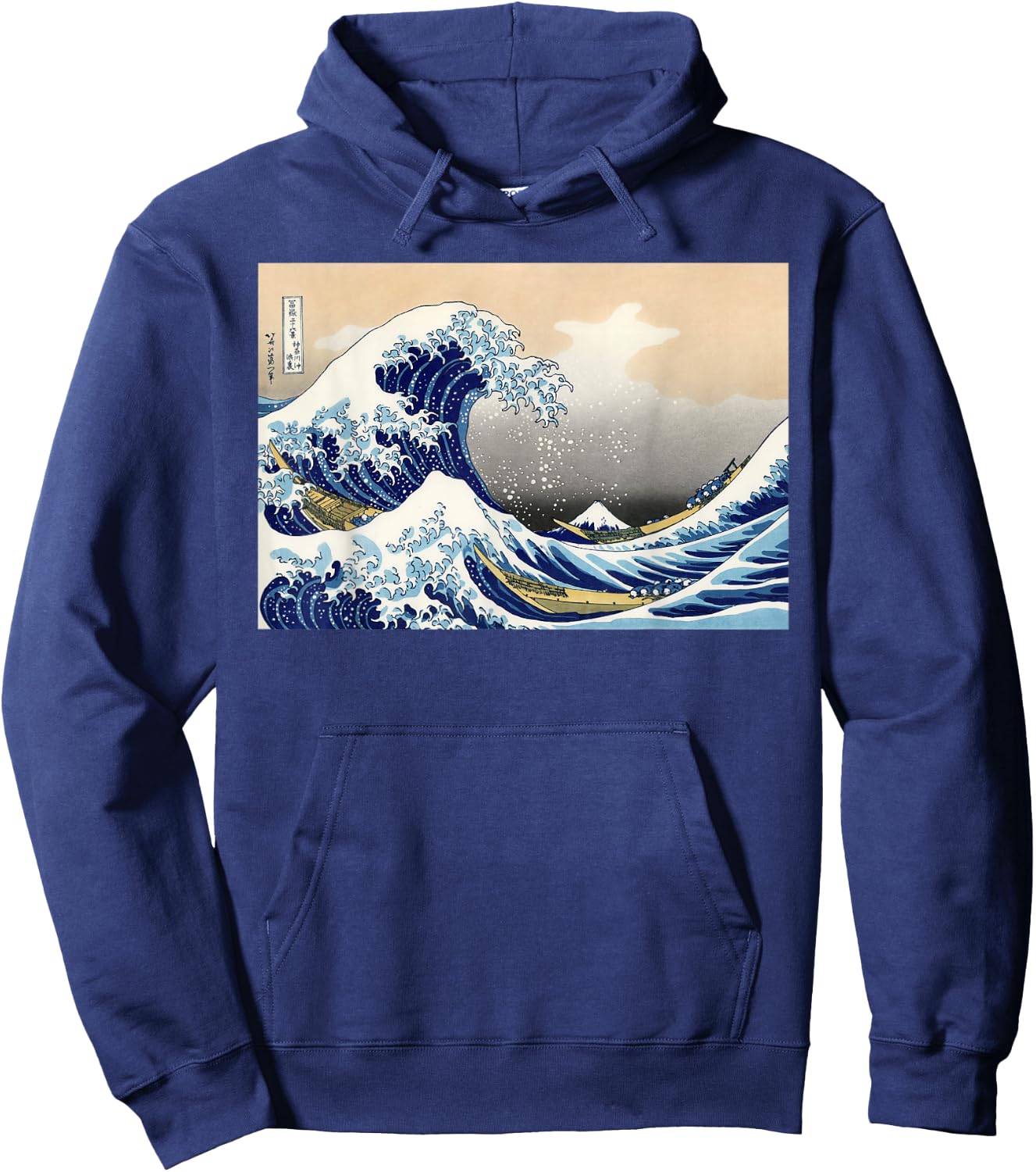 The Great Wave Off Kanagawa Japanese Fine Art Hokusai Hoodie - Hoodie | Navy