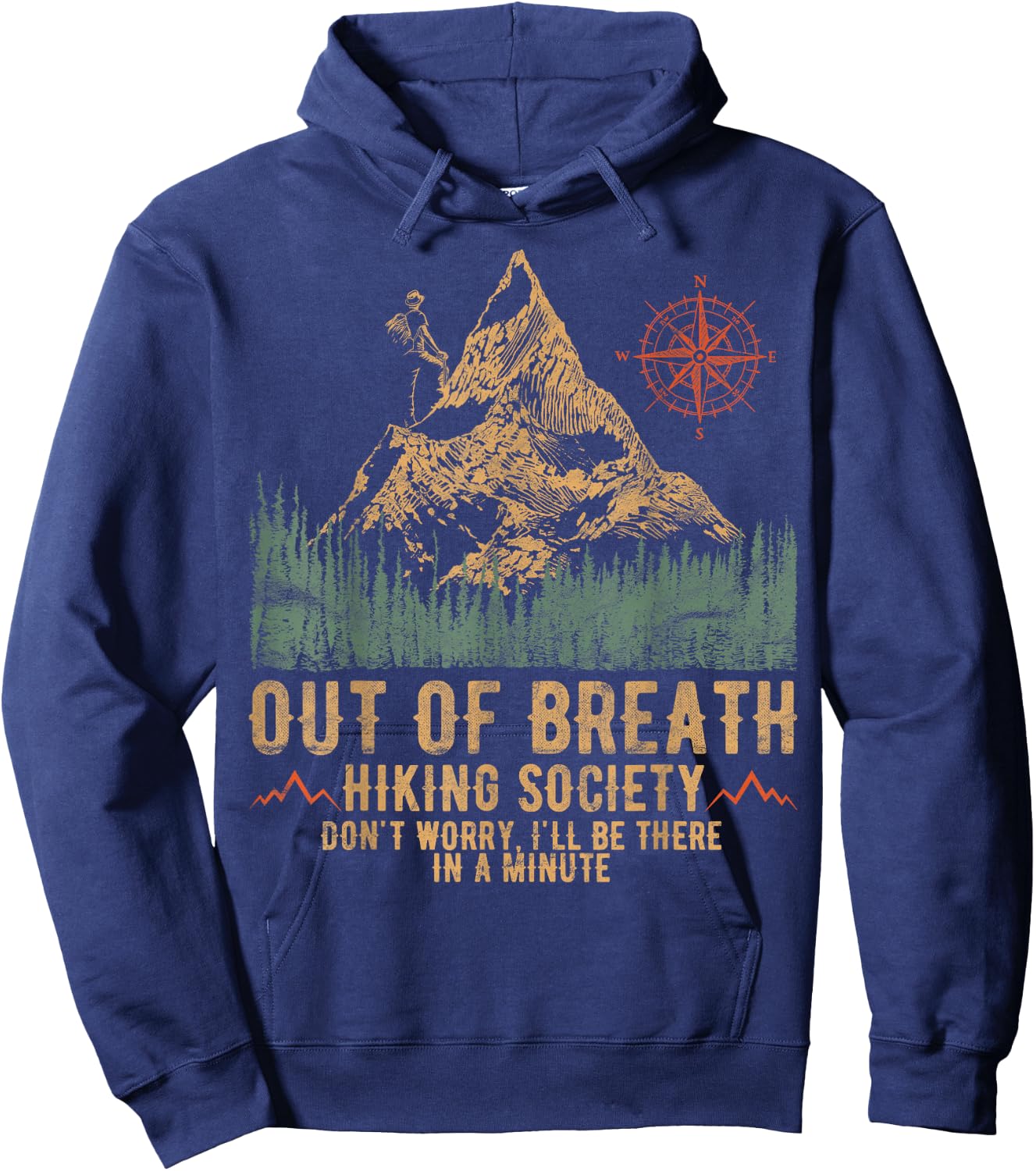 Out Of Breath Hiking Society Funny Mountain Climbing Hiker Hoodie - Hoodie | Navy