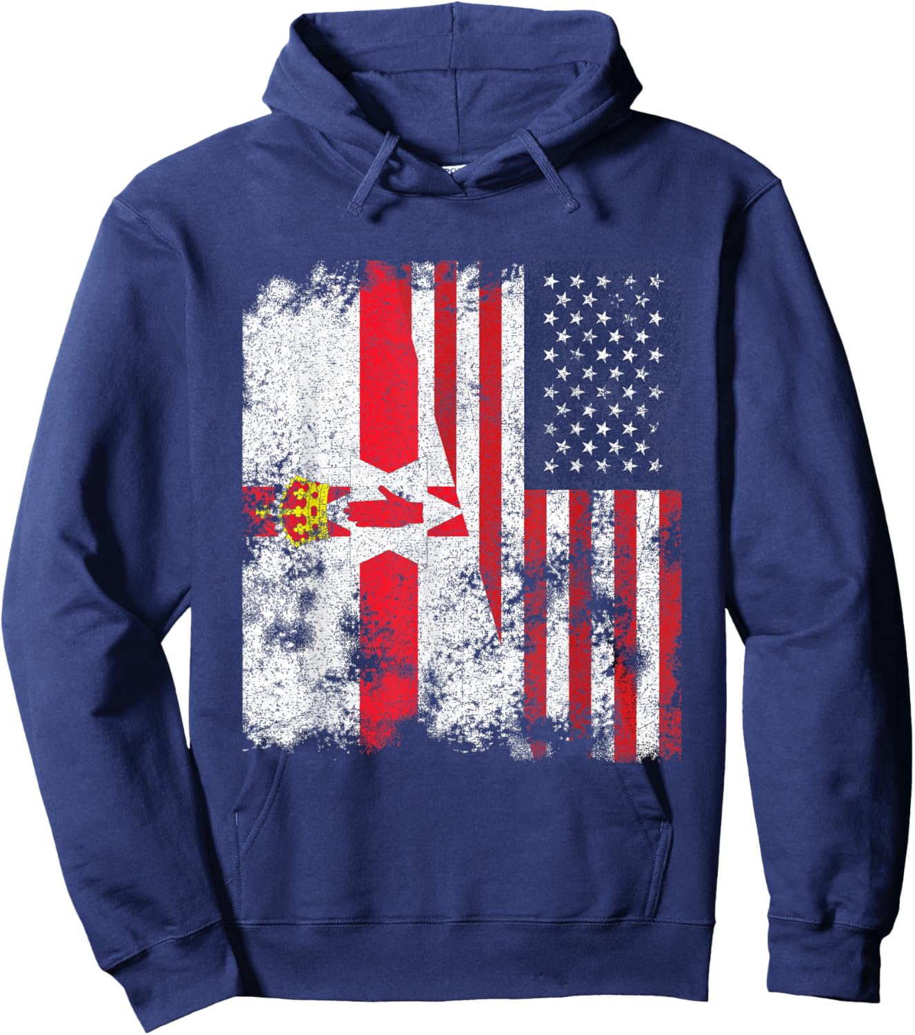 Northern Ireland USA Flag Distressed - Half American Kids Men Hoodie - Hoodie | Navy