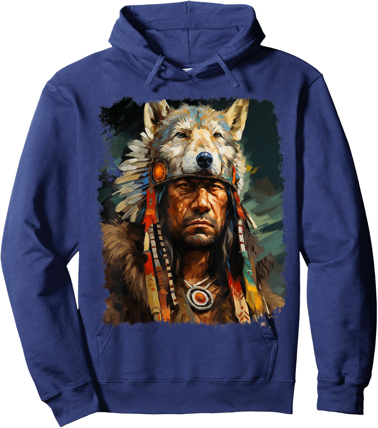 Wolf Native American Hoodie - Hoodie | Navy