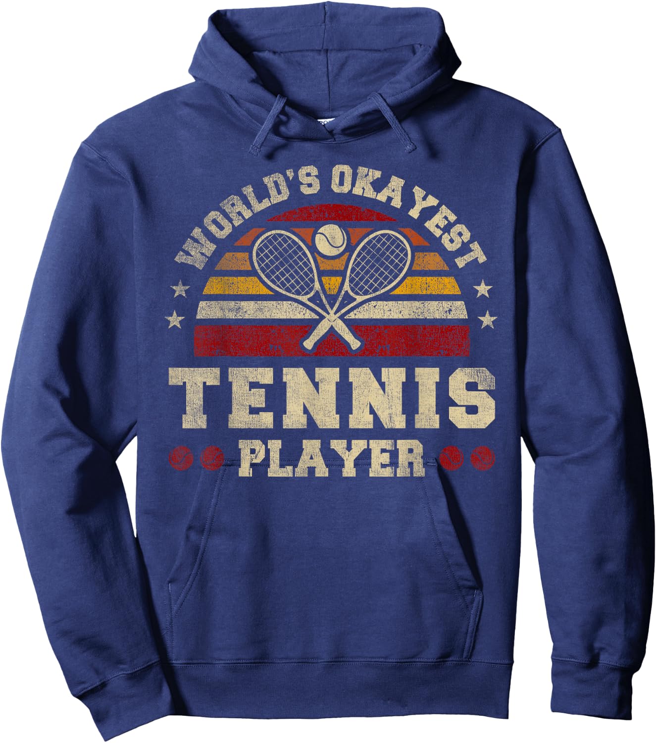 Worlds Okayest Tennis Player Retro Tennis Hoodie - Hoodie | Navy
