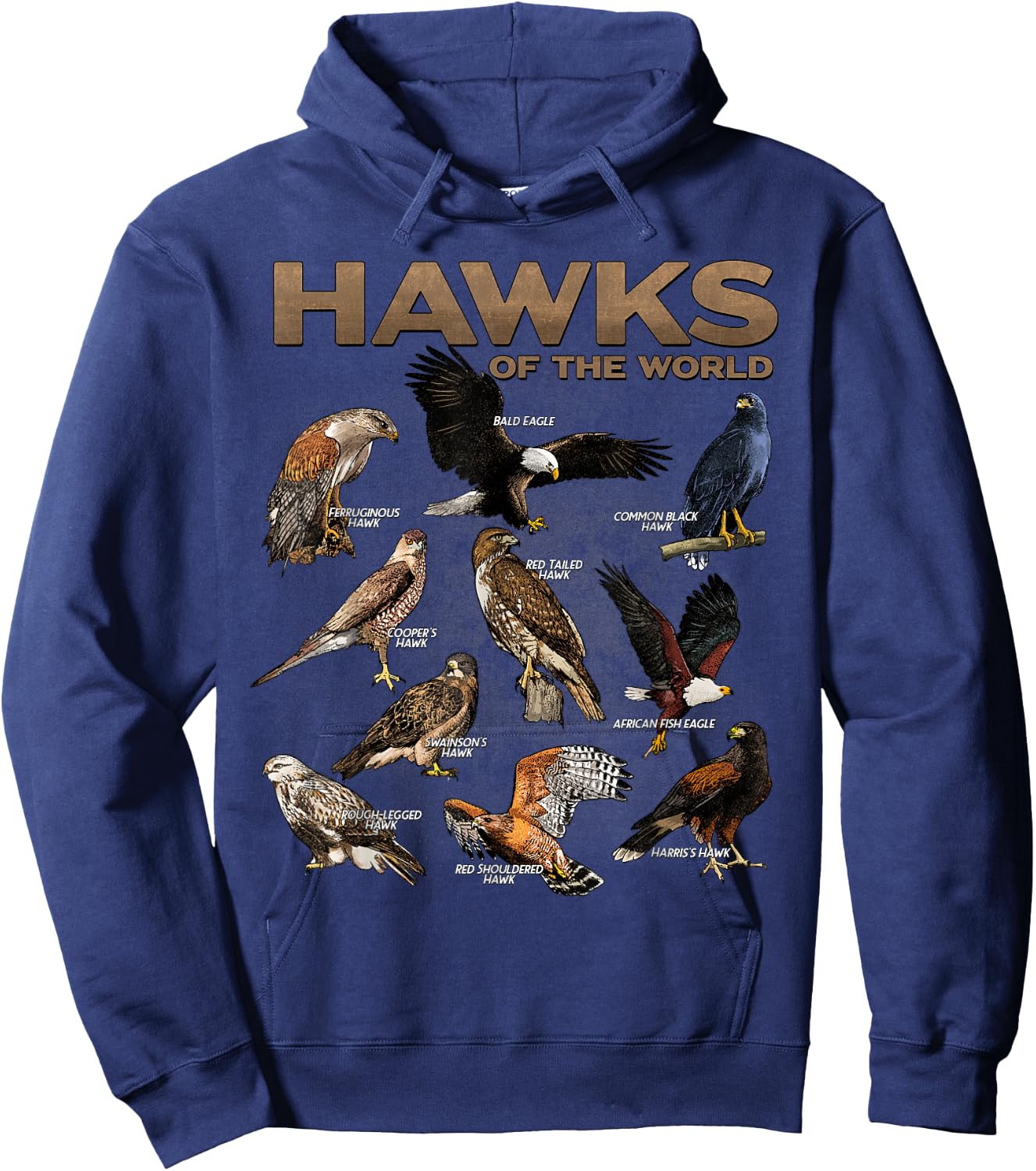 Hawks Animals of the World Educational Birds of Prey Birder Hoodie - Hoodie | Navy