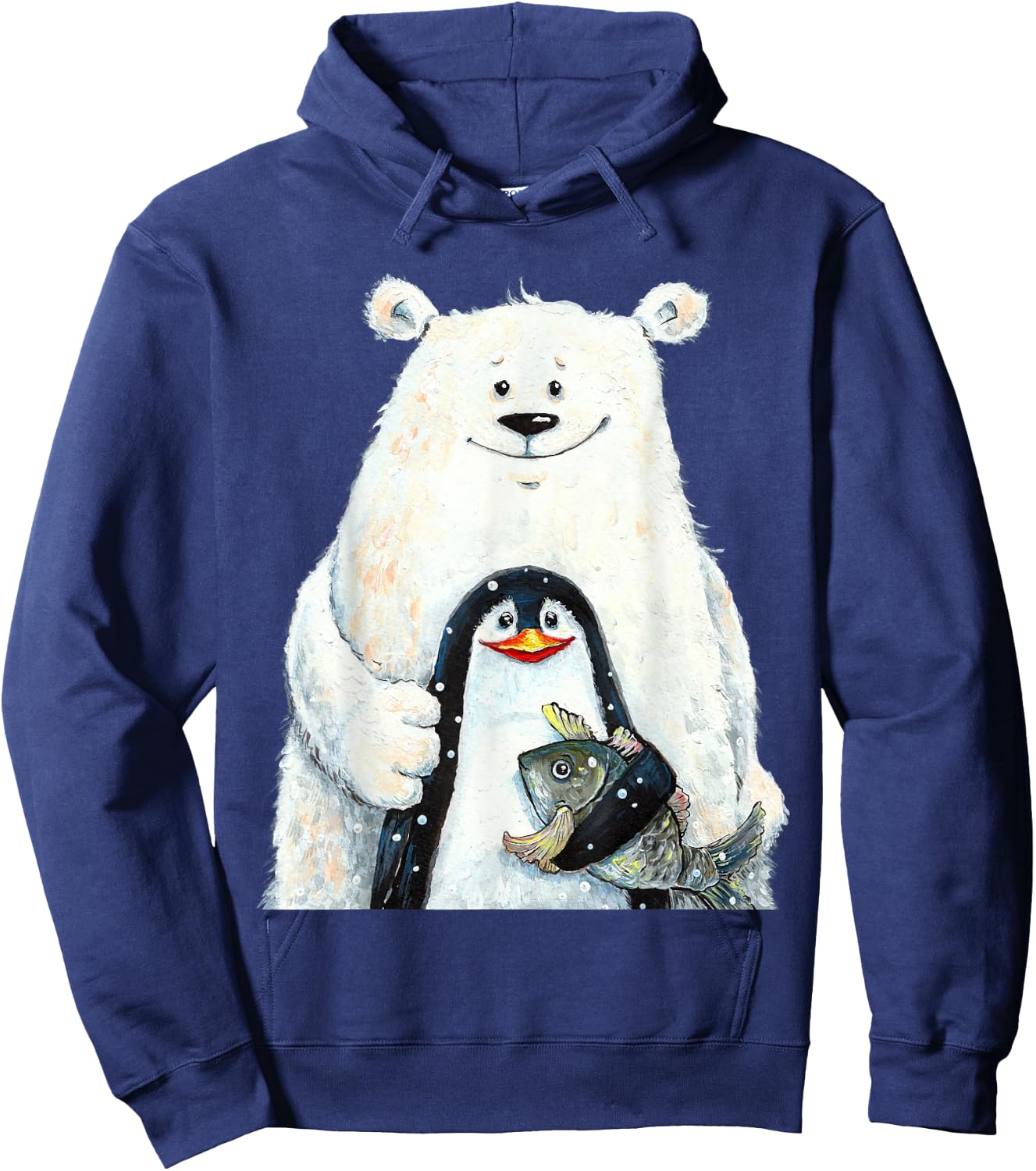 cute Polar bear and penguin bird fish lovers animal friends Hoodie - Hoodie | Navy