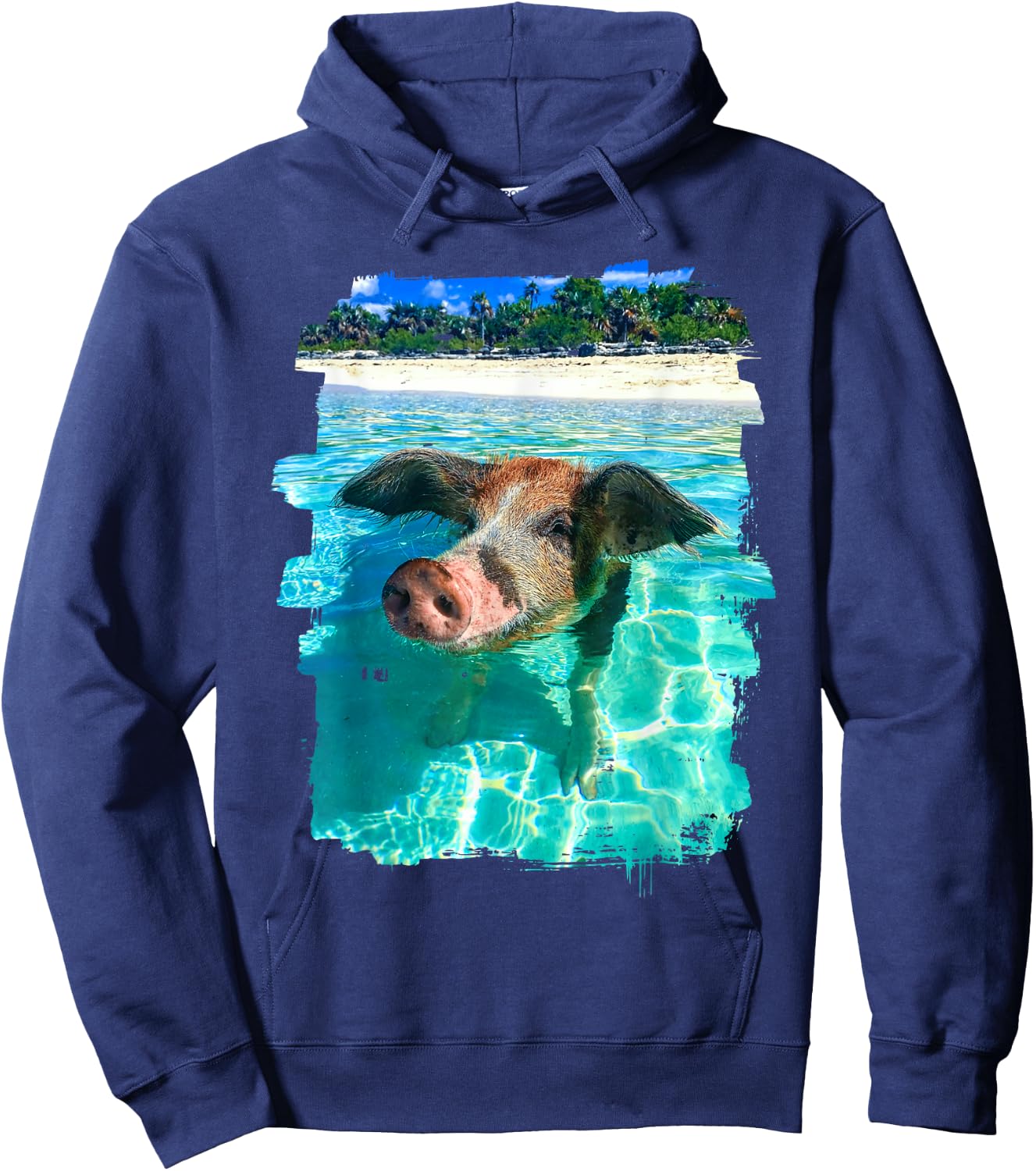 The Bahamas Swimming Pig Caribbean Beach Trips Summer Vibes Hoodie - Hoodie | Navy