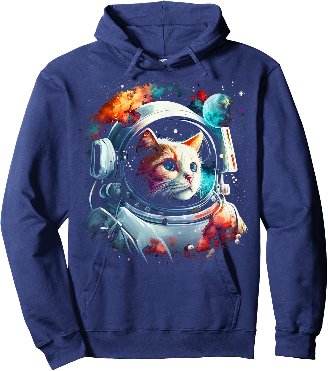 Astronaut Cat or Funny Space Cat on Galaxy Cat Lover Women Kids Hoodie - Hoodie | Navy
