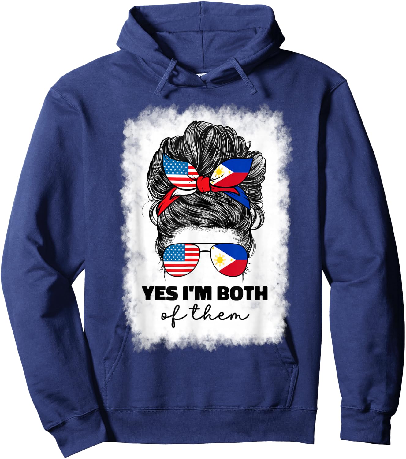 Half Filipino And American America Philippines Usa Flag Girl Hoodie - Hoodie | Navy