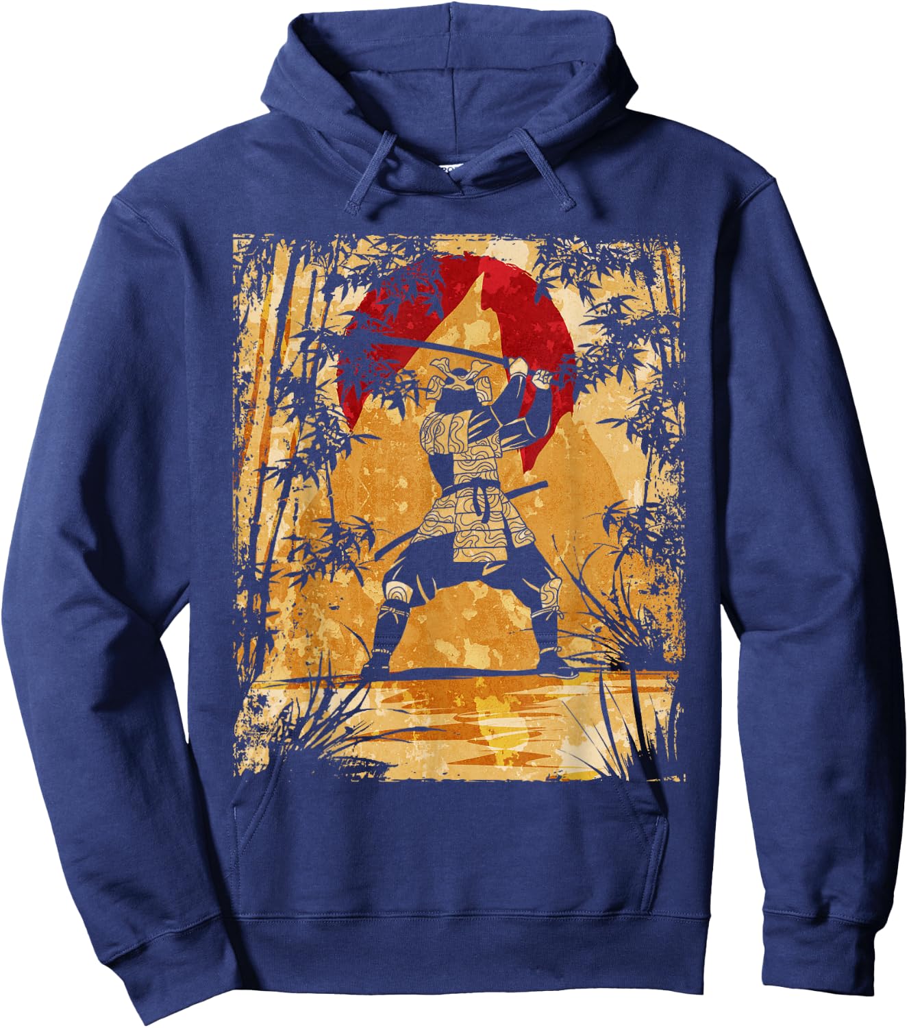 Samurai Japanese Art Vintage Fighter Retro Hoodie - Hoodie | Navy