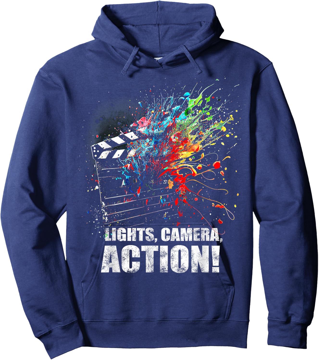 Lights Camera Action Movie Director Movie Clapper Board Hoodie - Hoodie | Navy