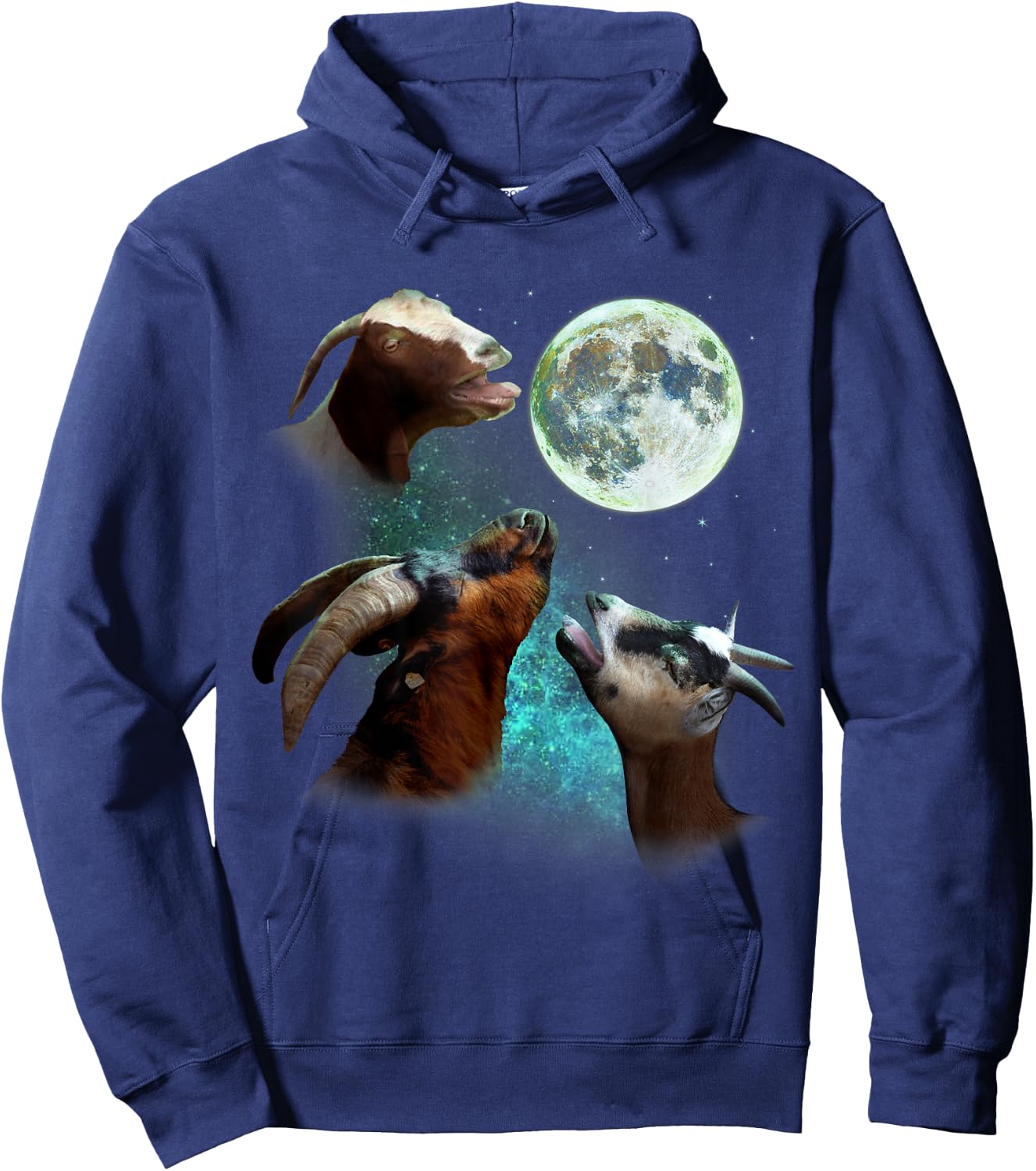 Three Goats Howl At Moon 3 Wolfs Wolves Funny Parody Hoodie - Hoodie | Navy