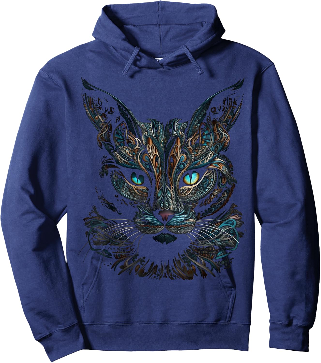 Cat Pet Animal Art - Blue Eyes Artwork Cat Women Kids Hoodie - Hoodie | Navy