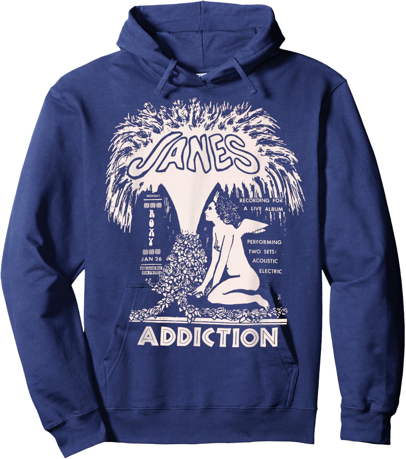 Jane's Addiction Official Adults - Black - Small - Short Sleeve - - Classic Fit - Solid Colors: 100% Cotton Hoodie - Hoodie | Navy
