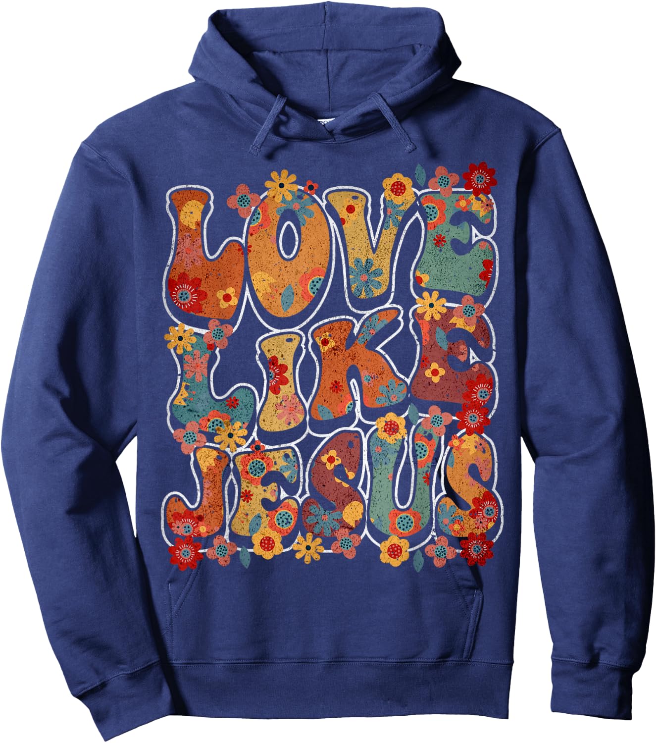 Love Like Jesus Vintage Flower Groovy Jesus Hoodie - Hoodie | Navy
