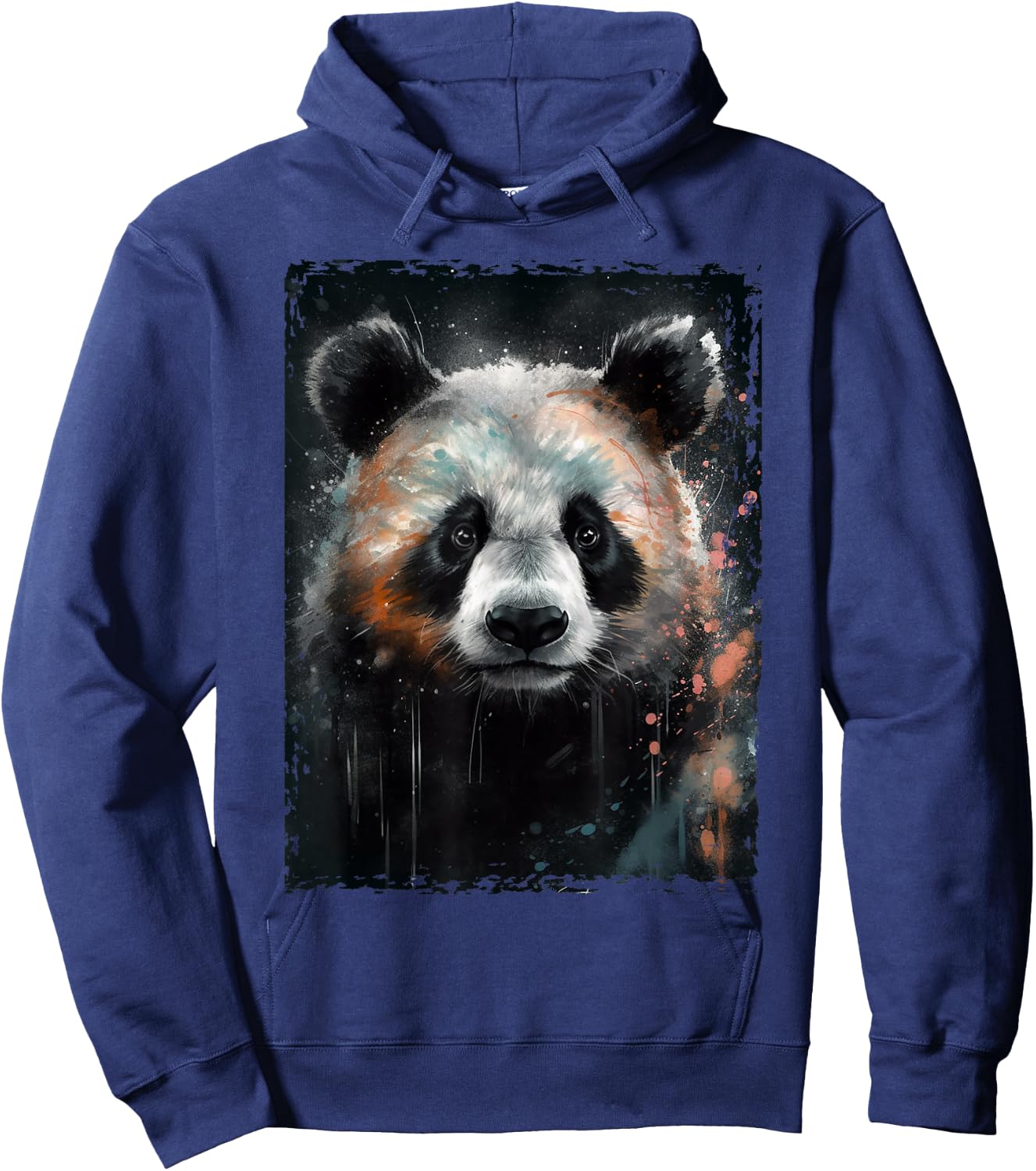 Panda Watercolor Panda Lovers Oil Painting Boys Kids Funny Hoodie - Hoodie | Navy