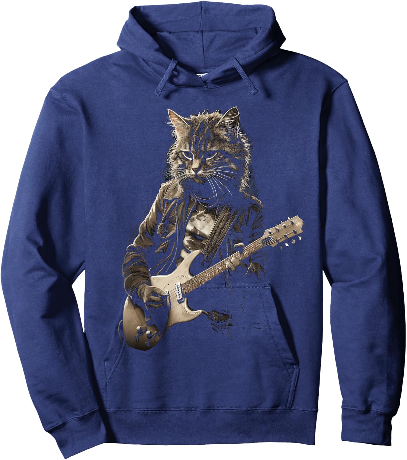 Cat Playing Bass Guitar Guitarist Rocker cool Hoodie - Hoodie | Navy